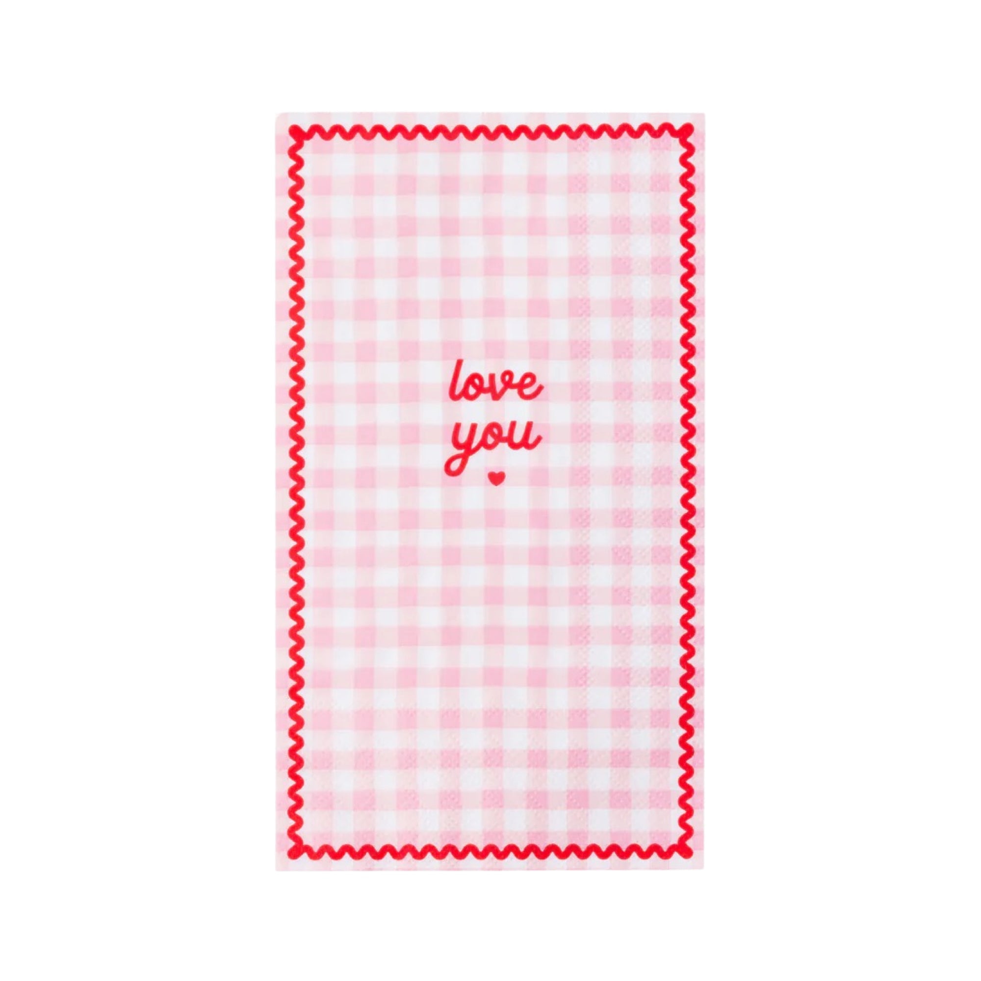 Pink Gingham Valentine’s Day Guest Towel Napkins - bubblegum market