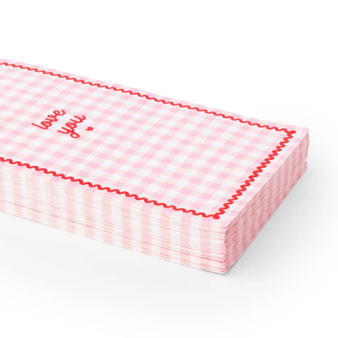 Pink Gingham Valentine’s Day Guest Towel Napkins - bubblegum market