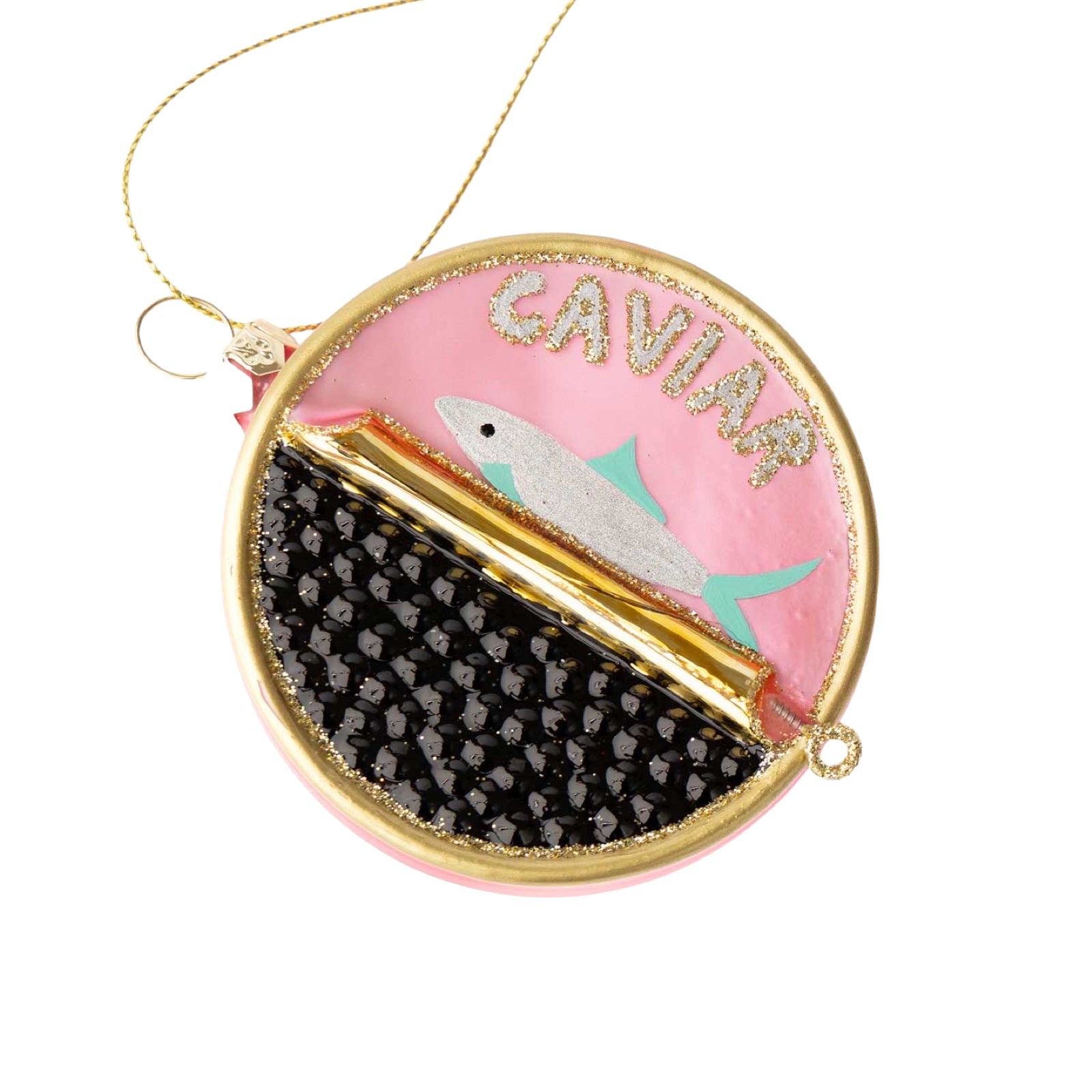 Pink & Gold Caviar Glass Ornament 3.25" - bubblegum market