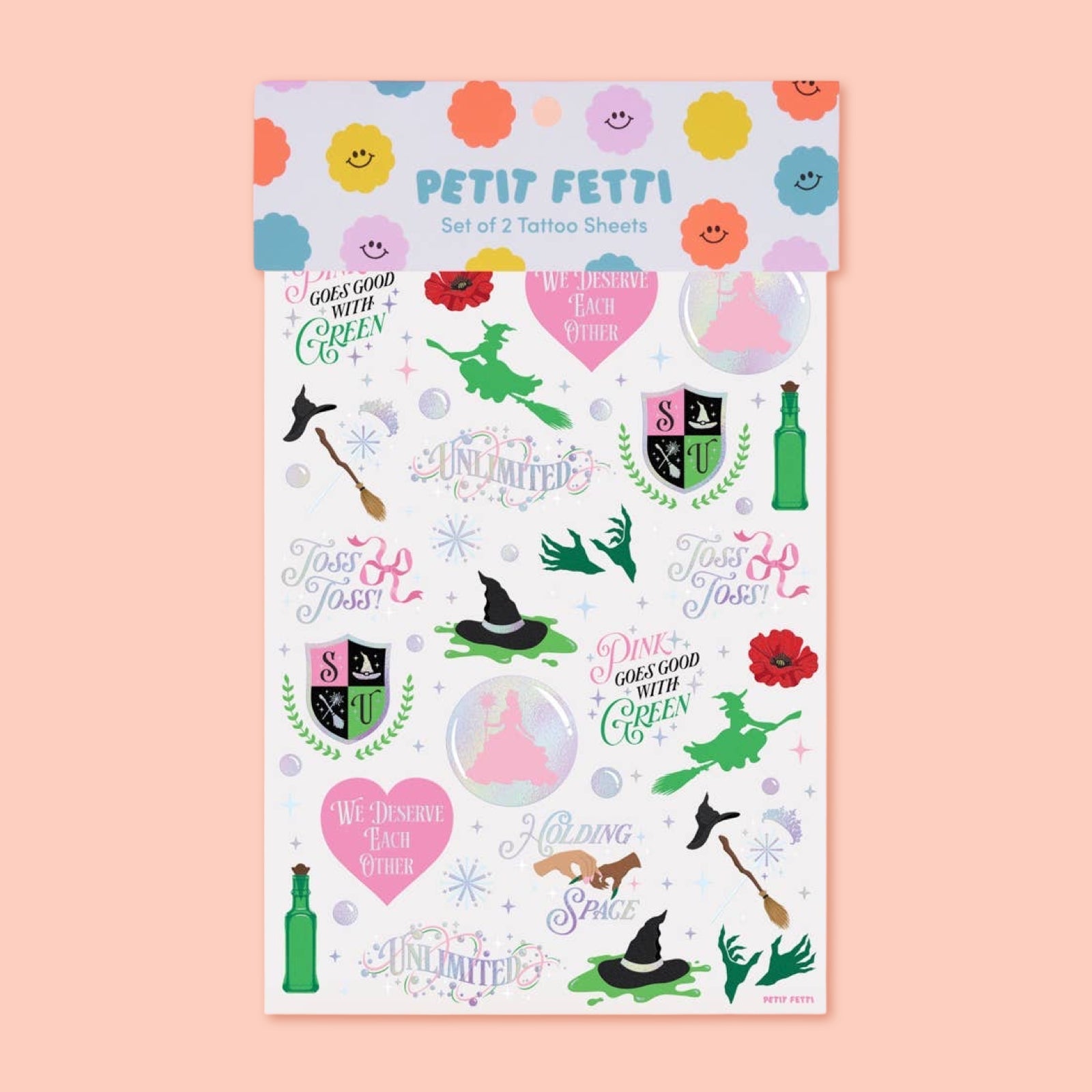 Pink & Green Good Witch / Bad Witch Temporary Tattoos - bubblegum market