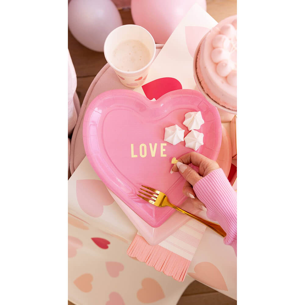 Pink Hearts Scratch - Off Paper Table Runner - bubblegum market