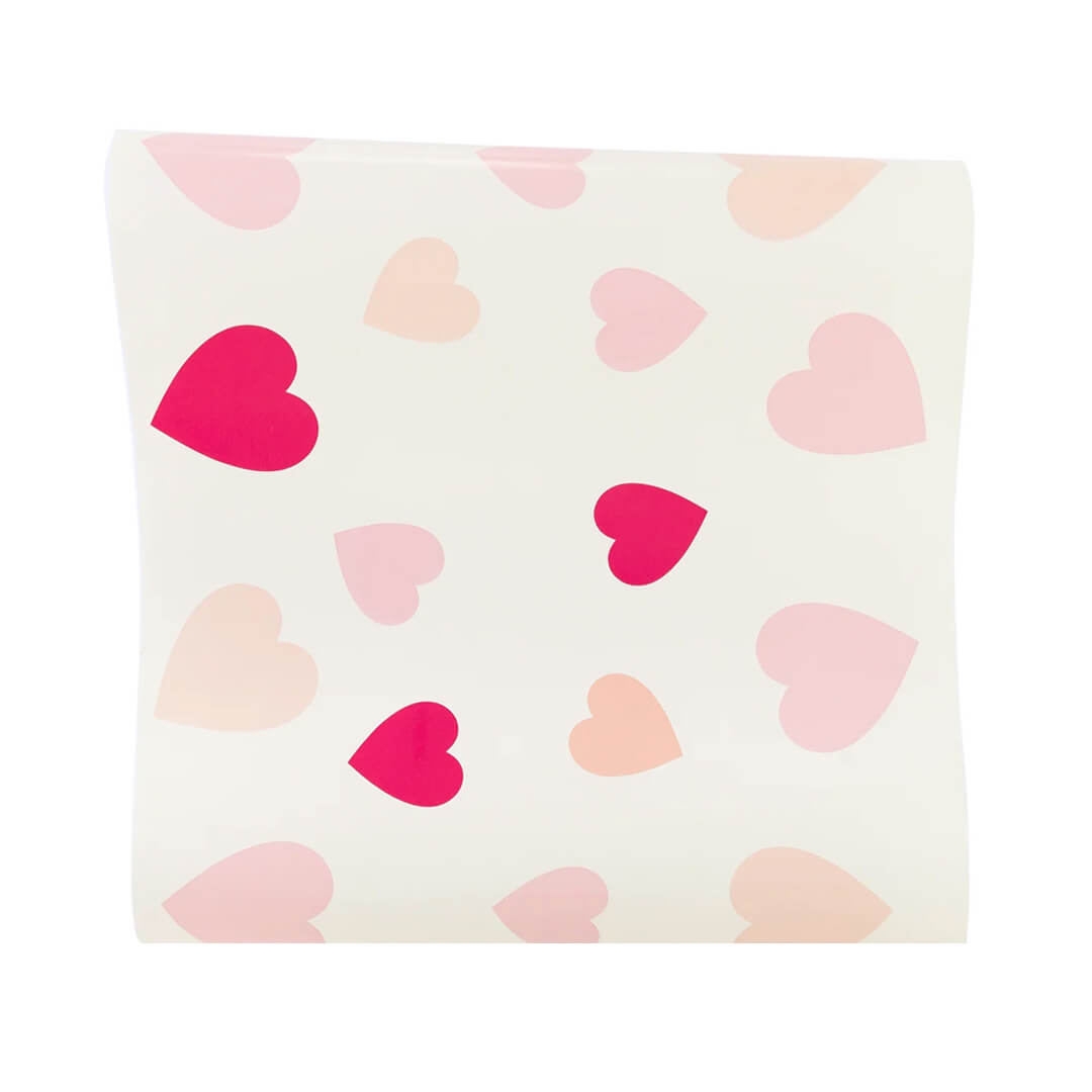 Pink Hearts Scratch - Off Paper Table Runner - bubblegum market