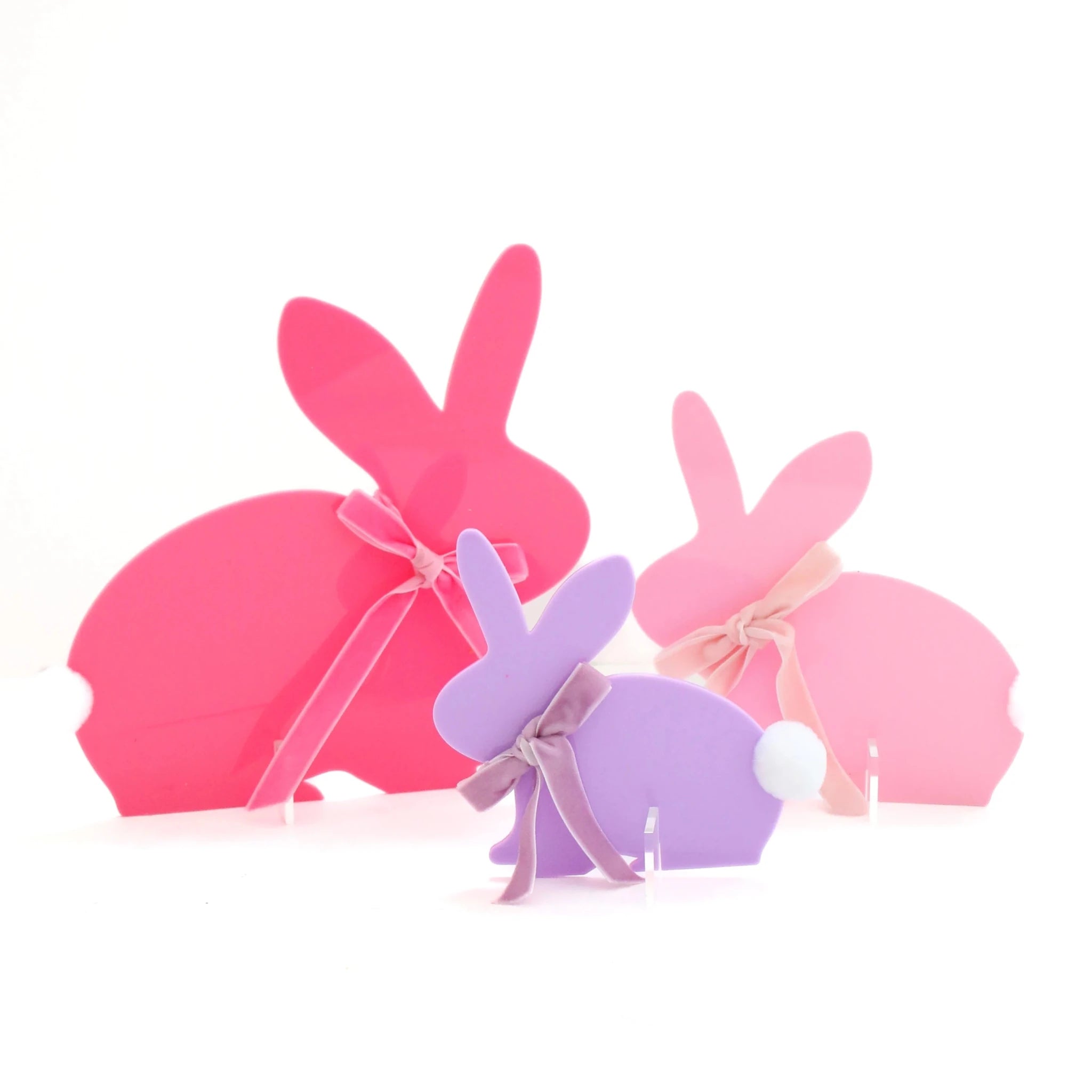 Pink & Lavender Acrylic Bunnies w/ Ribbons (Set of 3) - bubblegum market