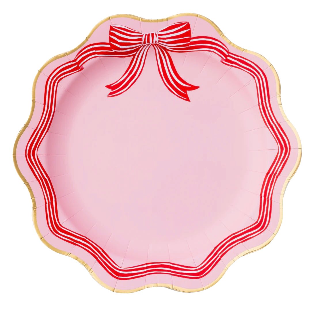 Pink Peppermint Bow Dinner Plates 11" - bubblegum market