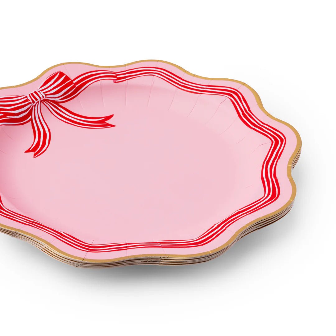 Pink Peppermint Bow Dinner Plates 11" - bubblegum market