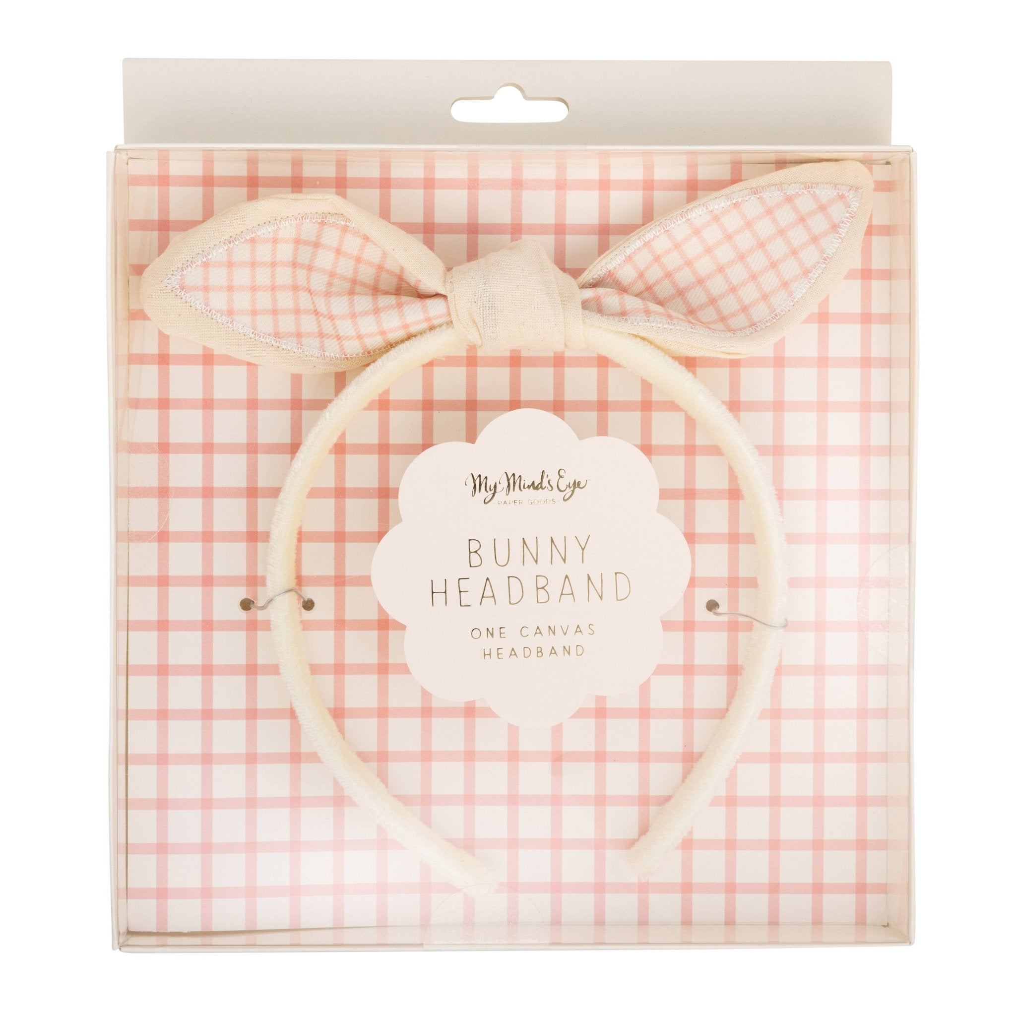 Pink Plaid Bunny Ear Headband - bubblegum market
