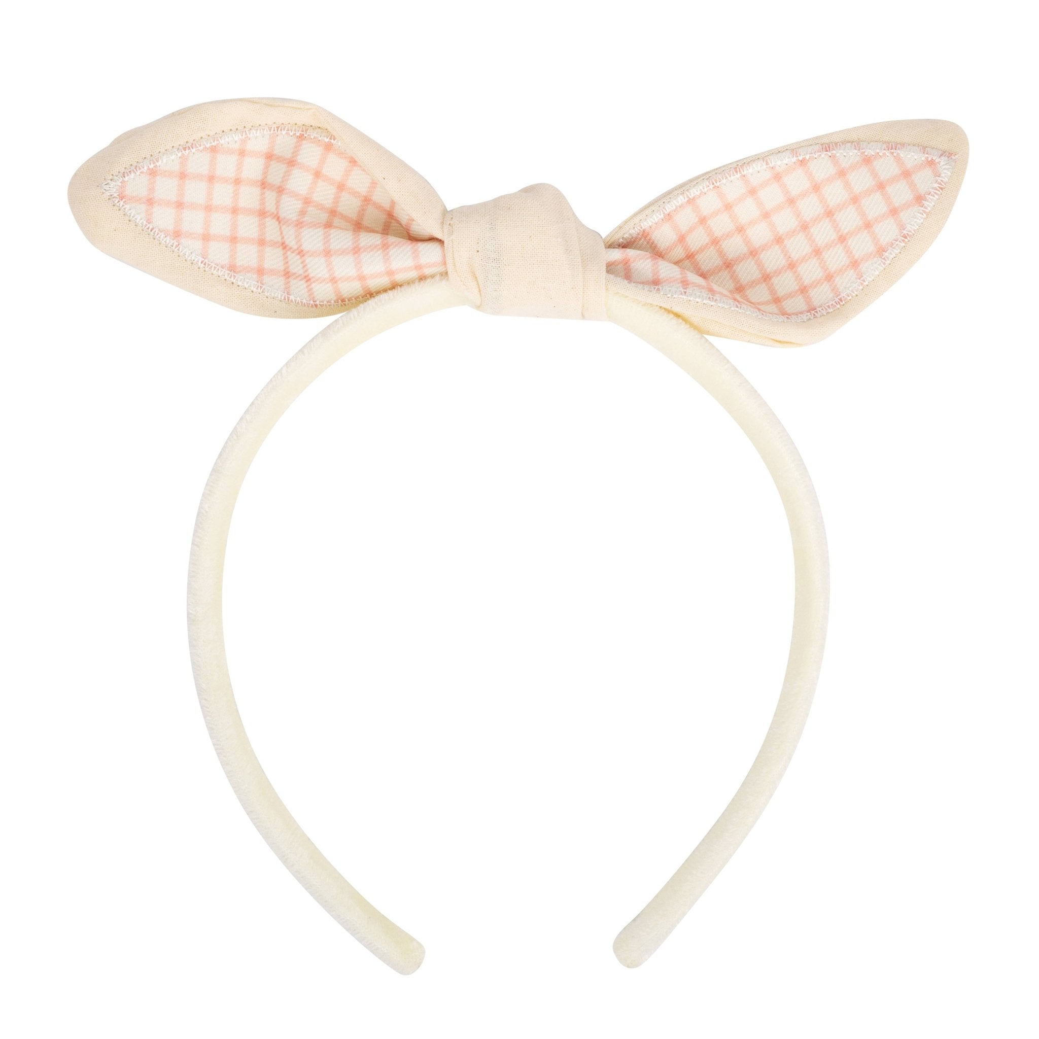 Pink Plaid Bunny Ear Headband - bubblegum market