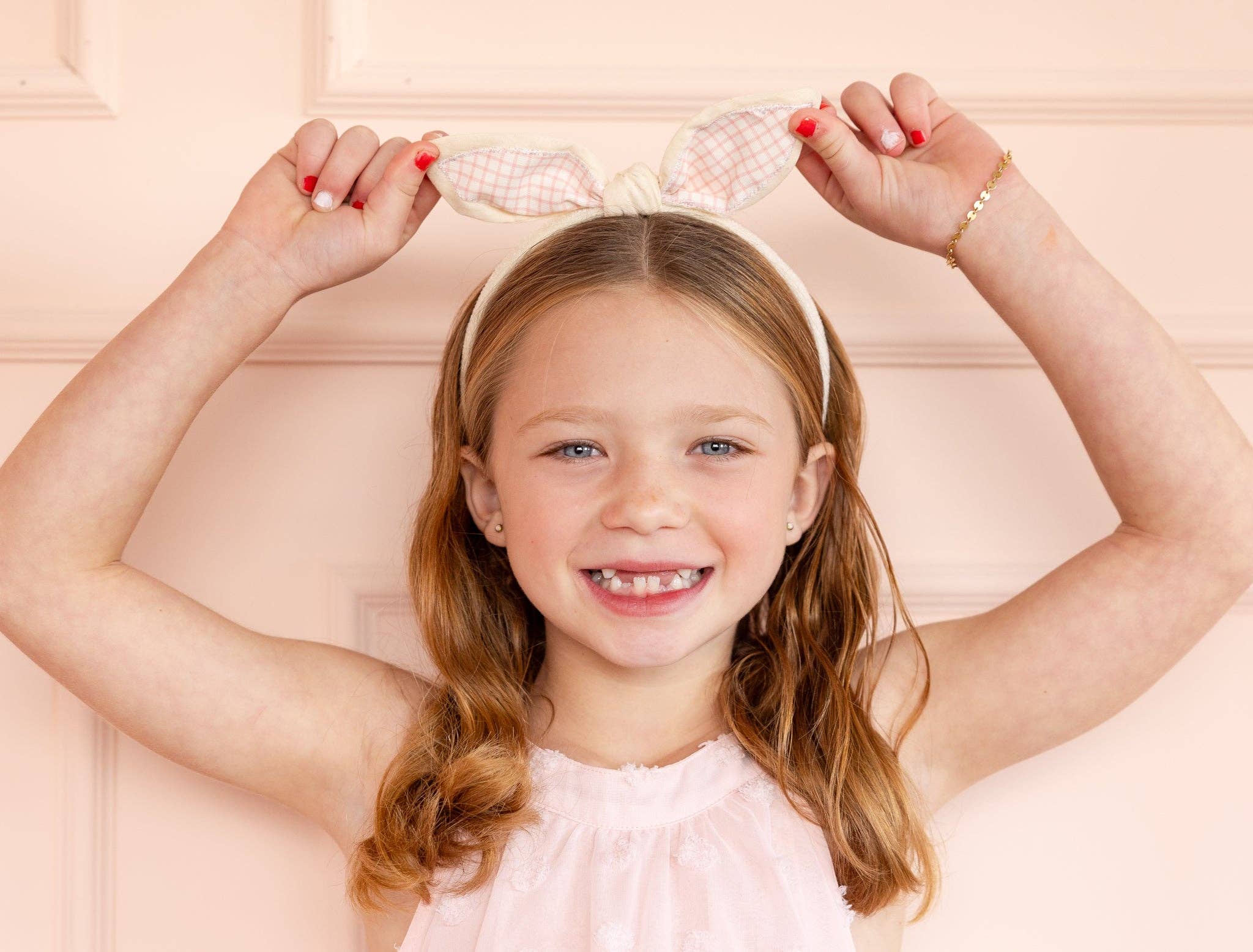 Pink Plaid Bunny Ear Headband - bubblegum market