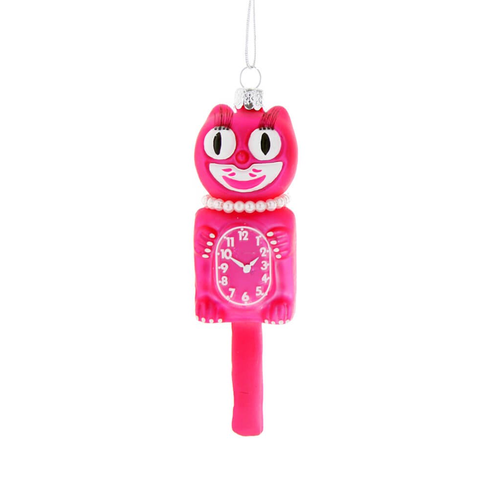 Pink Retro Cat Clock Ornament 5" - bubblegum market