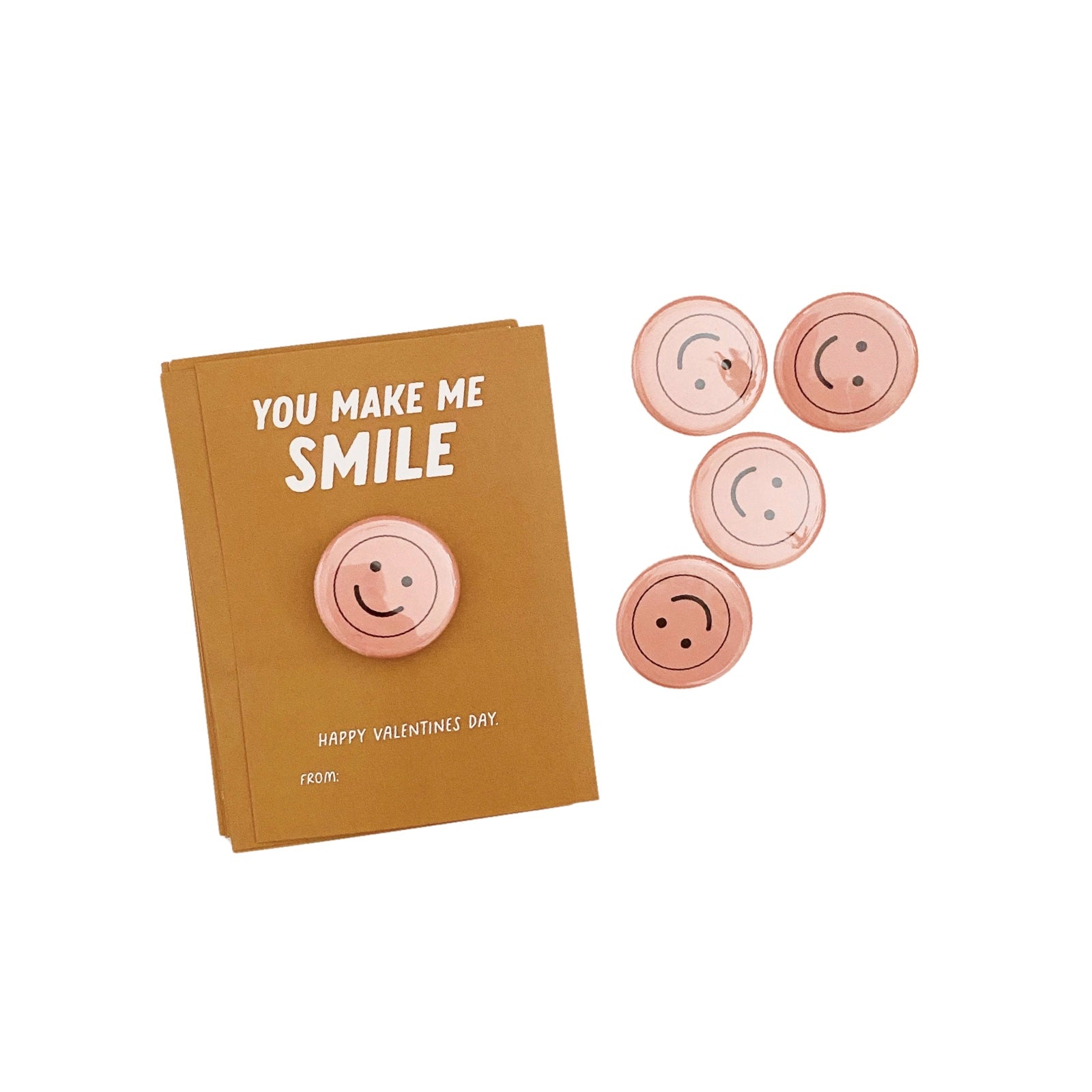 Pink Smiley Face Button Pins Valentine Kit - bubblegum market
