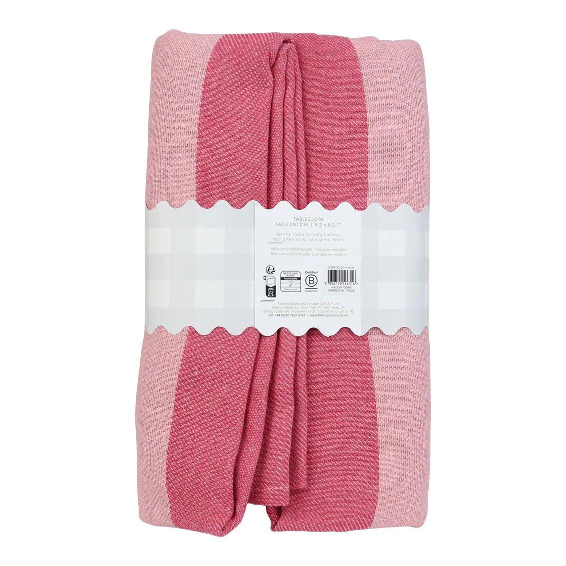 Pink Stripe Cotton Tablecloth 98" - bubblegum market