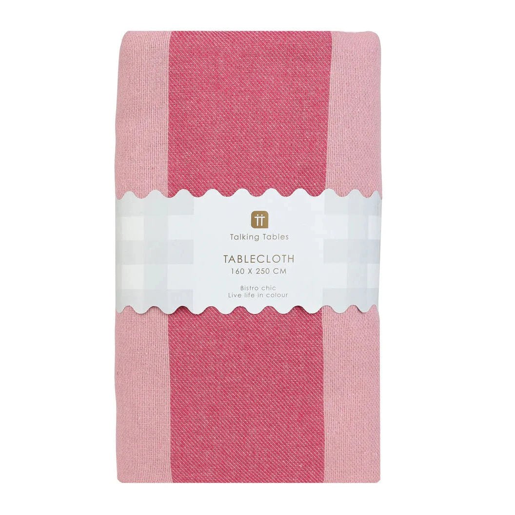 Pink Stripe Cotton Tablecloth 98" - bubblegum market