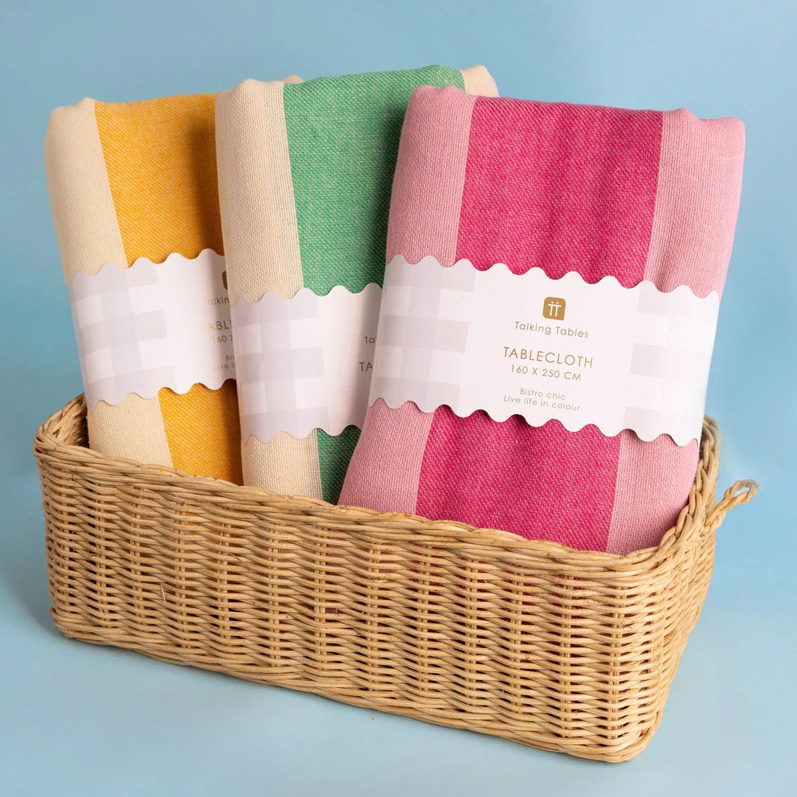 Pink Stripe Cotton Tablecloth 98" - bubblegum market