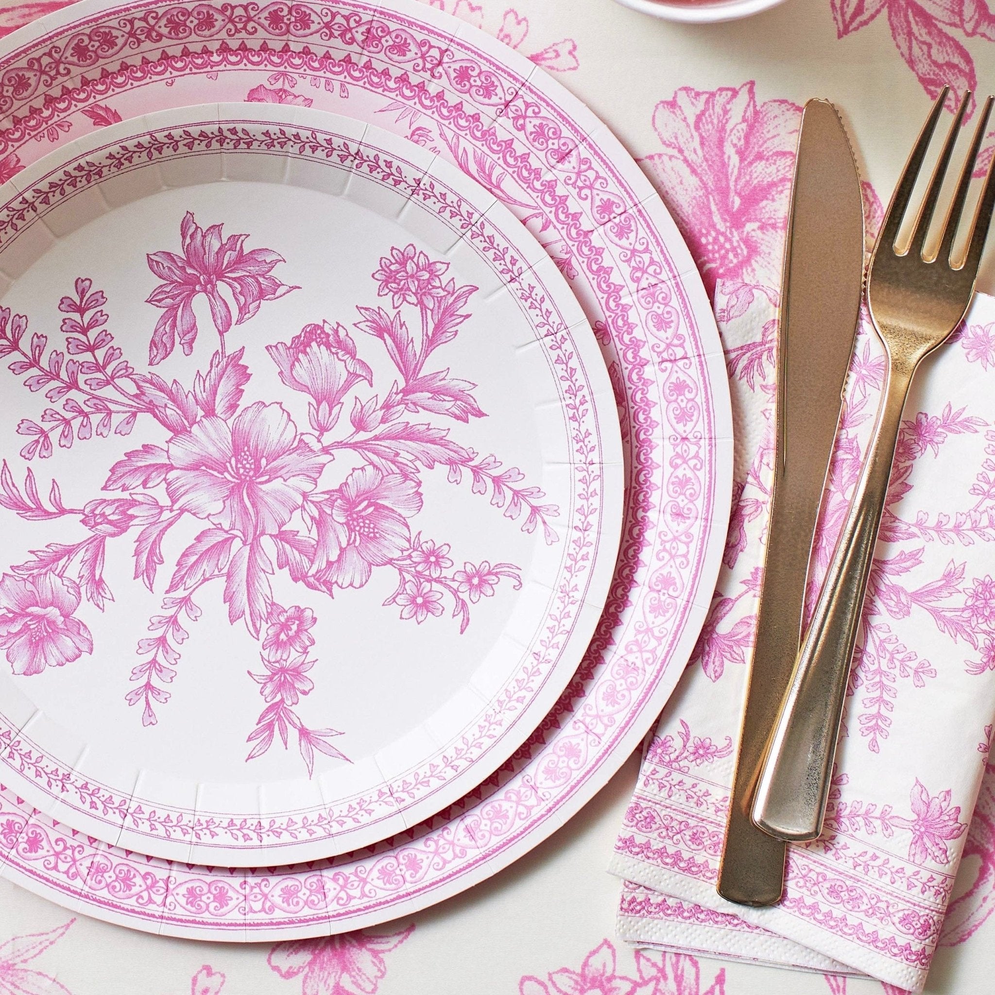 Pink Toile Large Napkins - bubblegum market