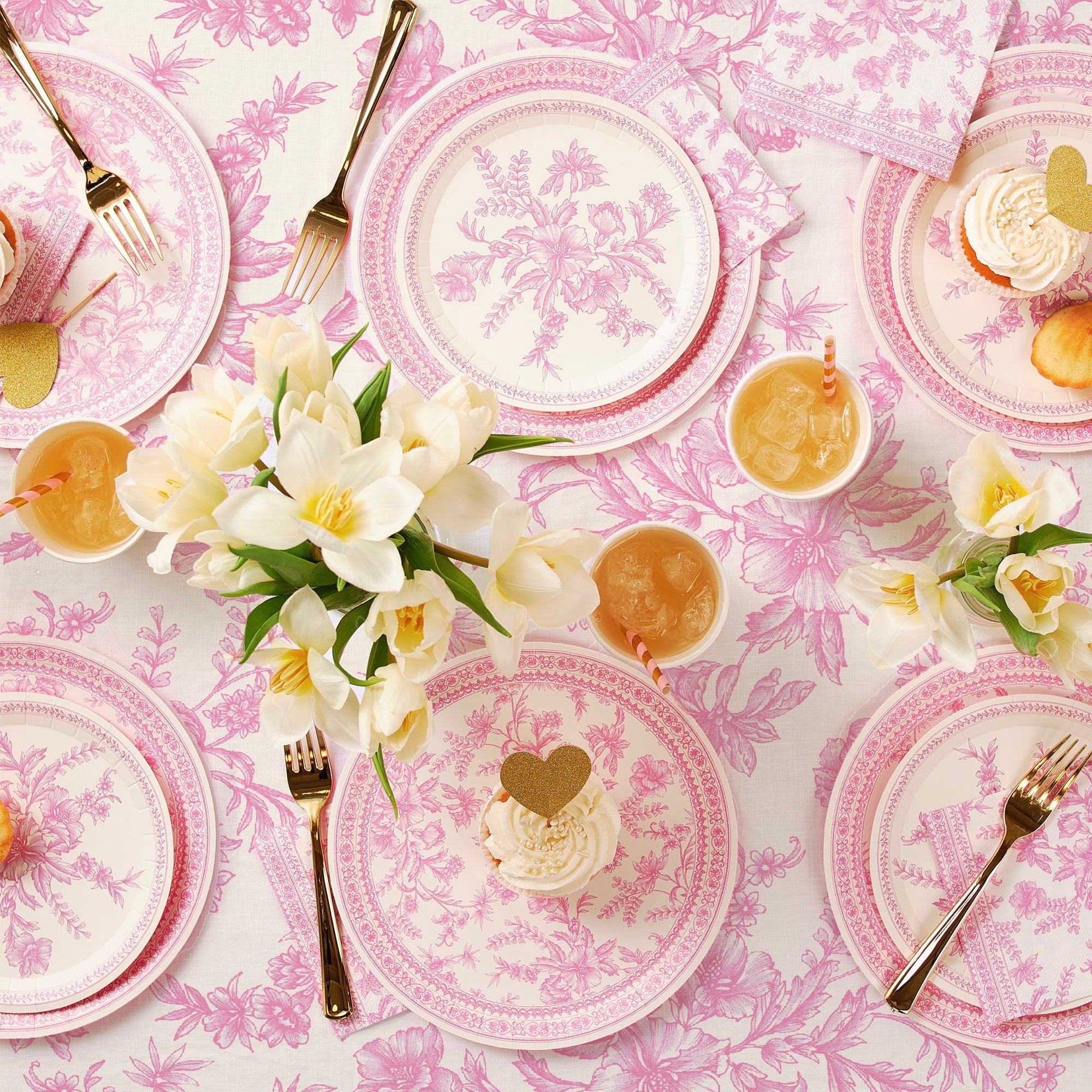 Pink Toile Large Napkins - bubblegum market