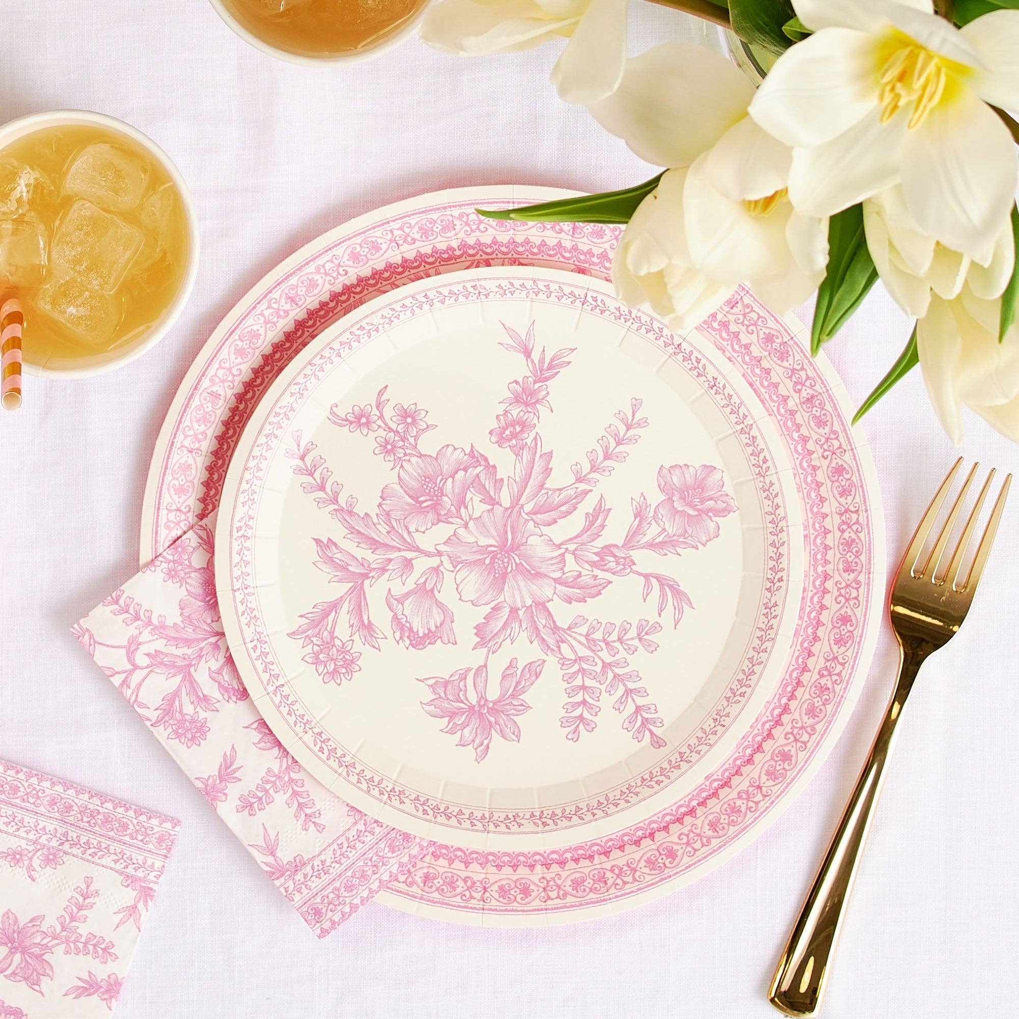 Pink Toile Small Plates 7.25" - bubblegum market