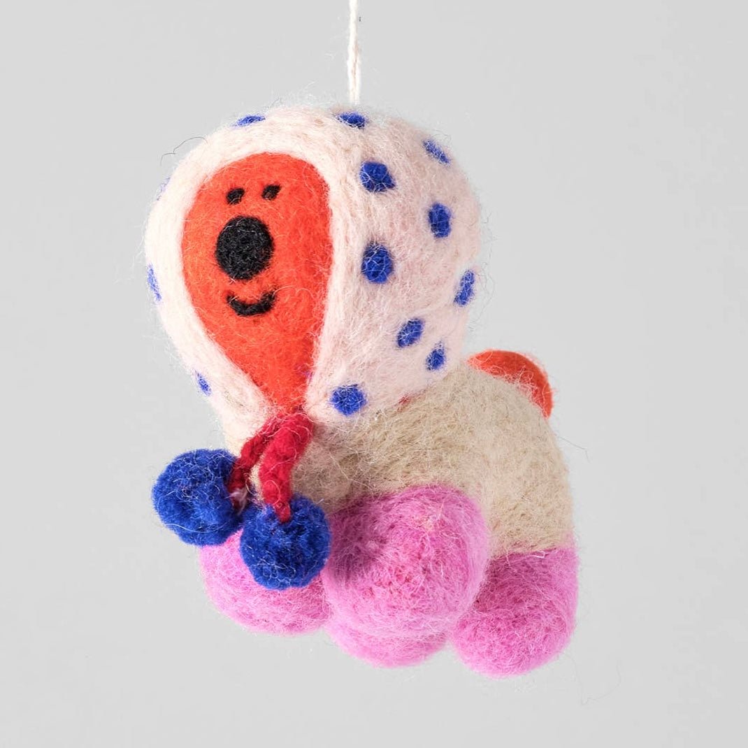 'Pom Pom' Pup Hanging Felt Ornament - bubblegum market