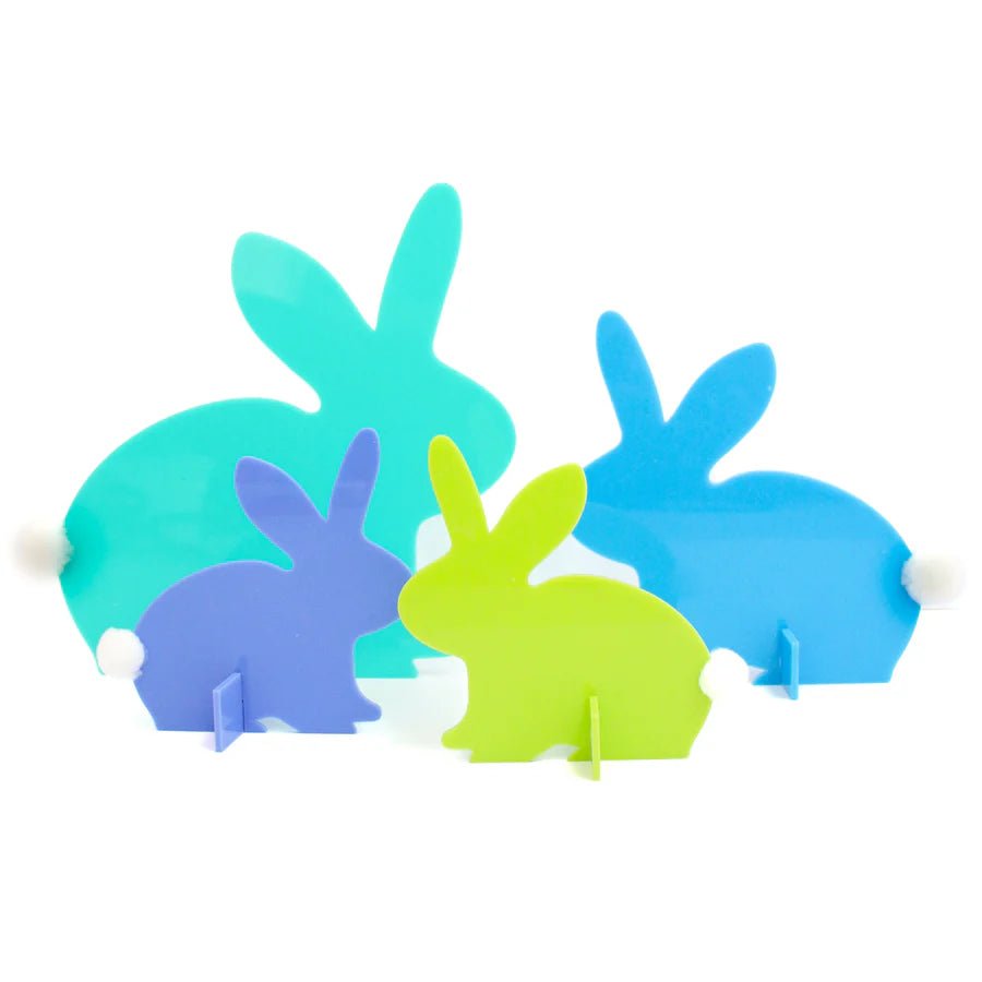 Pom Pom Tail Blue / Green Acrylic Bunny Set - bubblegum market