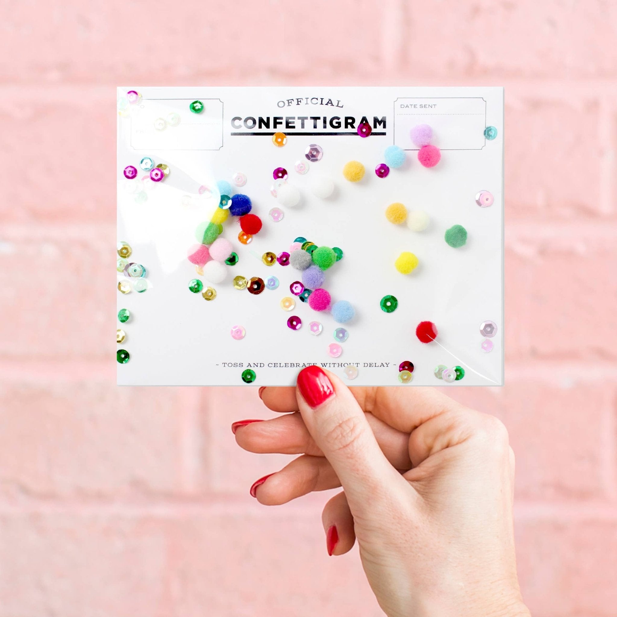 Pom Poms Confettigram Greeting Card - bubblegum market