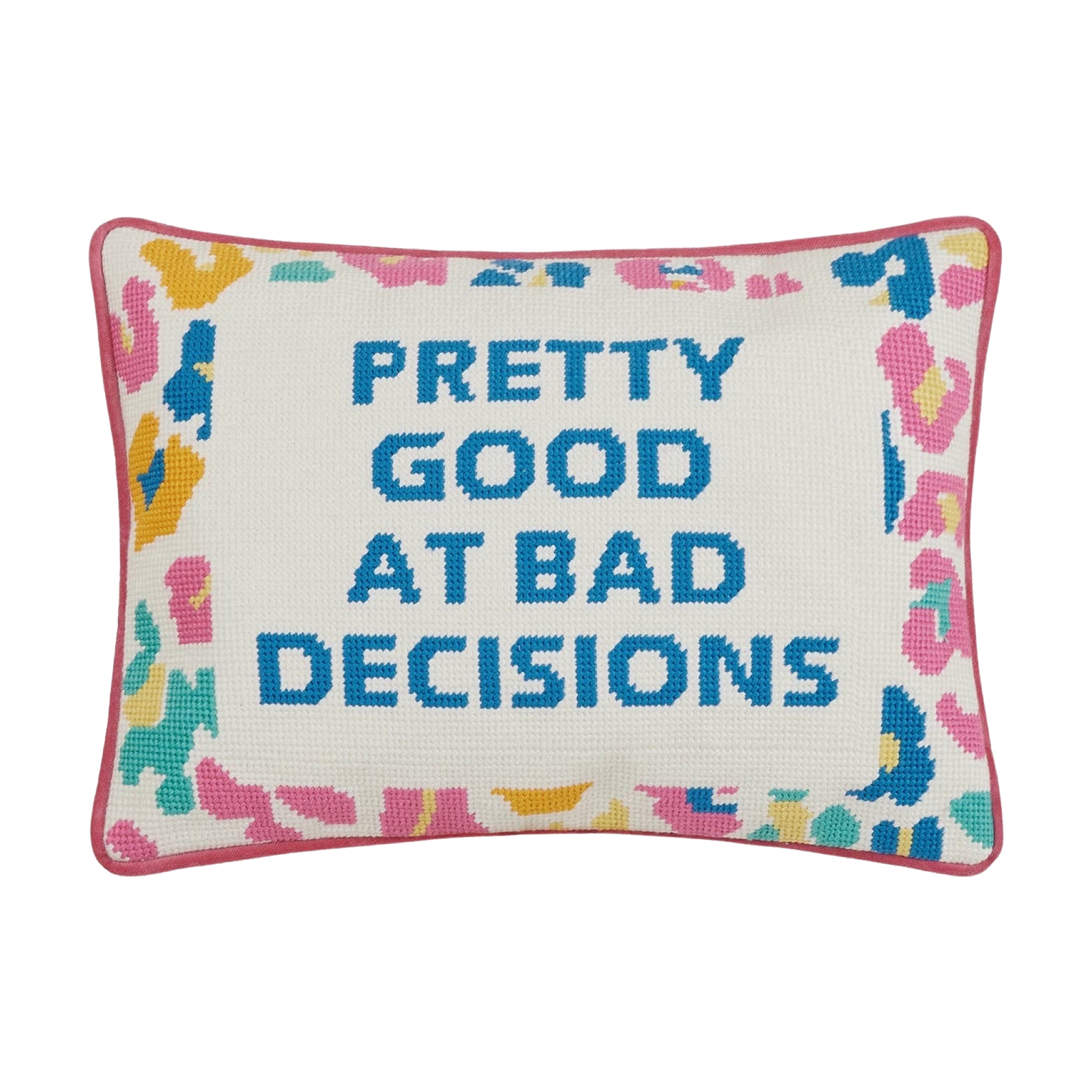 Pretty Good Embroidered Throw Pillow - bubblegum market