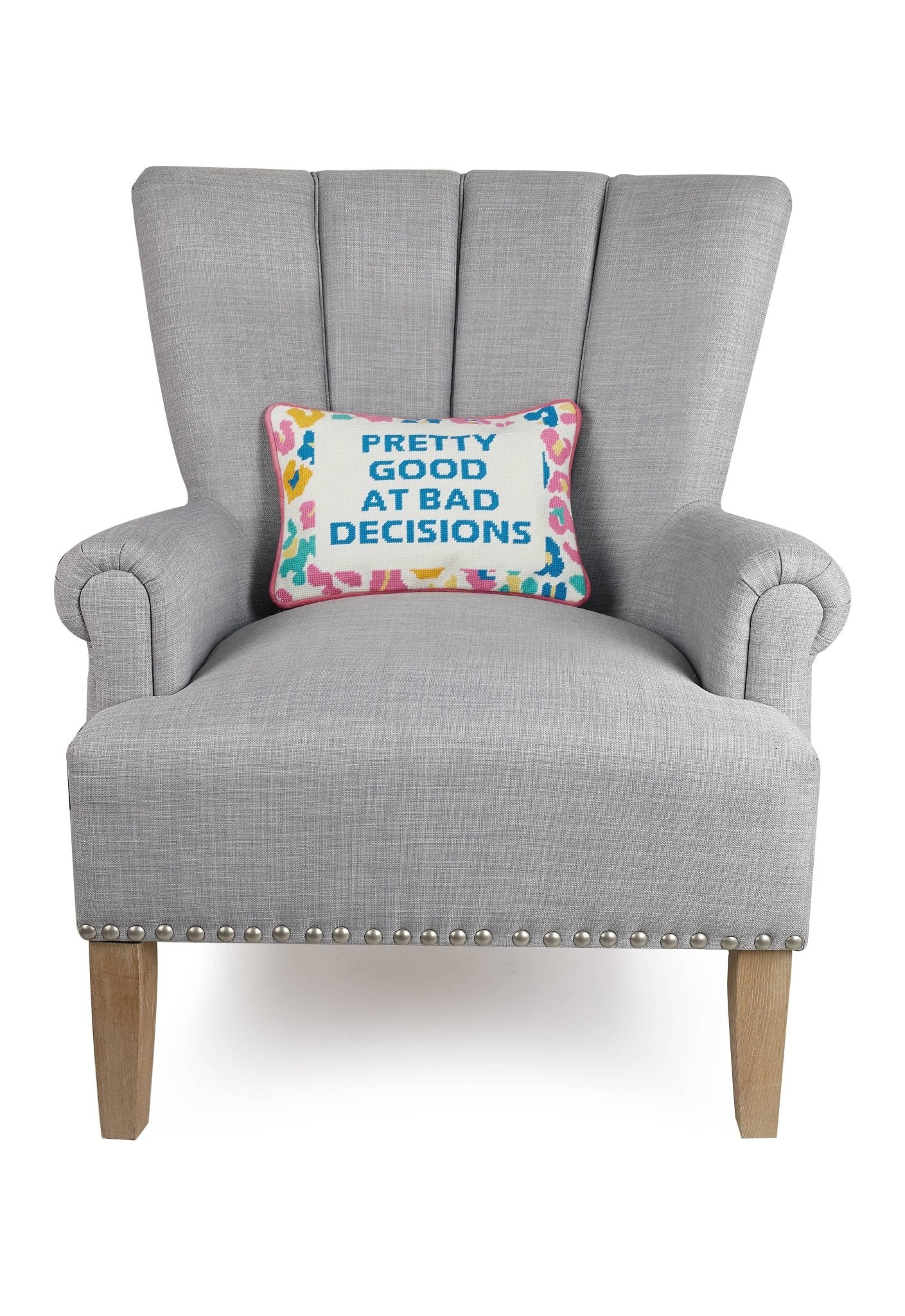 Pretty Good Embroidered Throw Pillow - bubblegum market