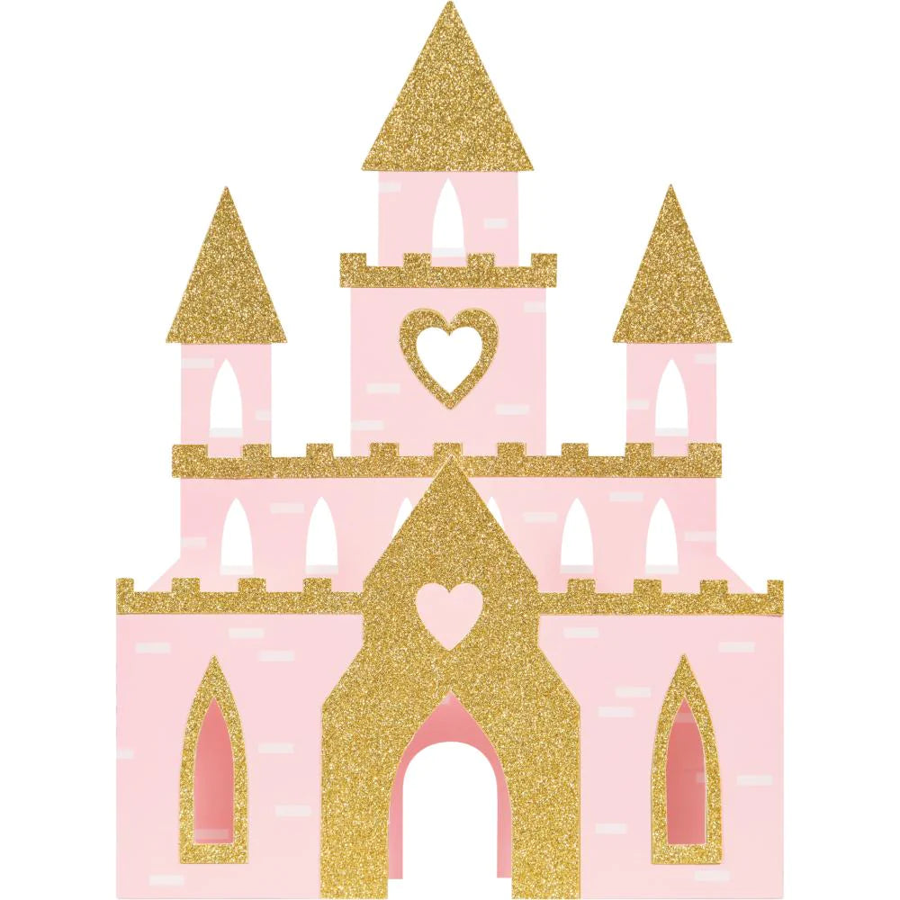 princess-party-pink-glitter-castle-centerpiece-front-view