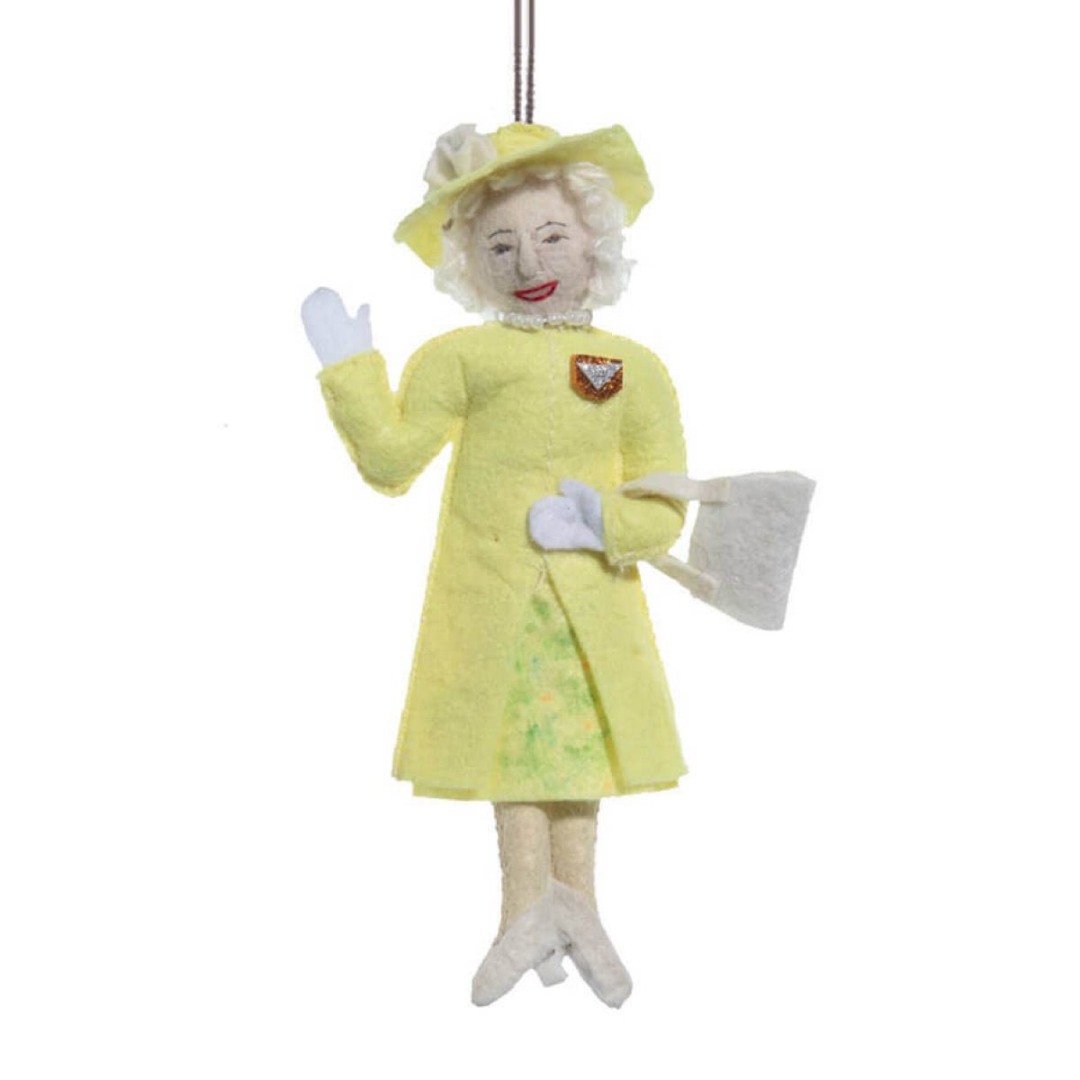 Queen Elizabeth with Canary Yellow Dress Felt Ornament - bubblegum market