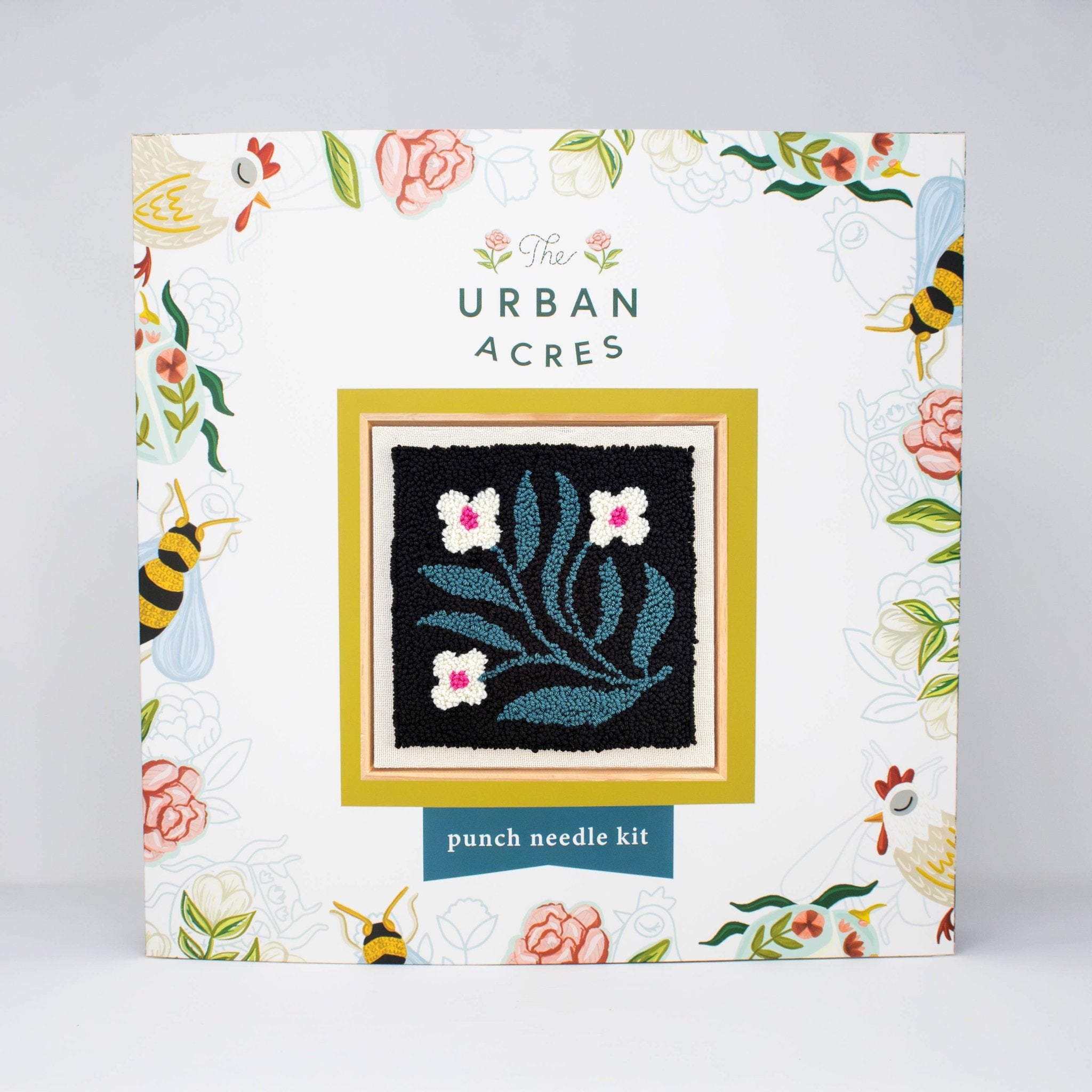 Quilt Block Floral Punch Needle Frame Kit - bubblegum market