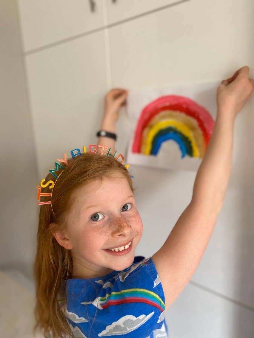 Rainbow 'It's My Birthday' Headband - bubblegum market