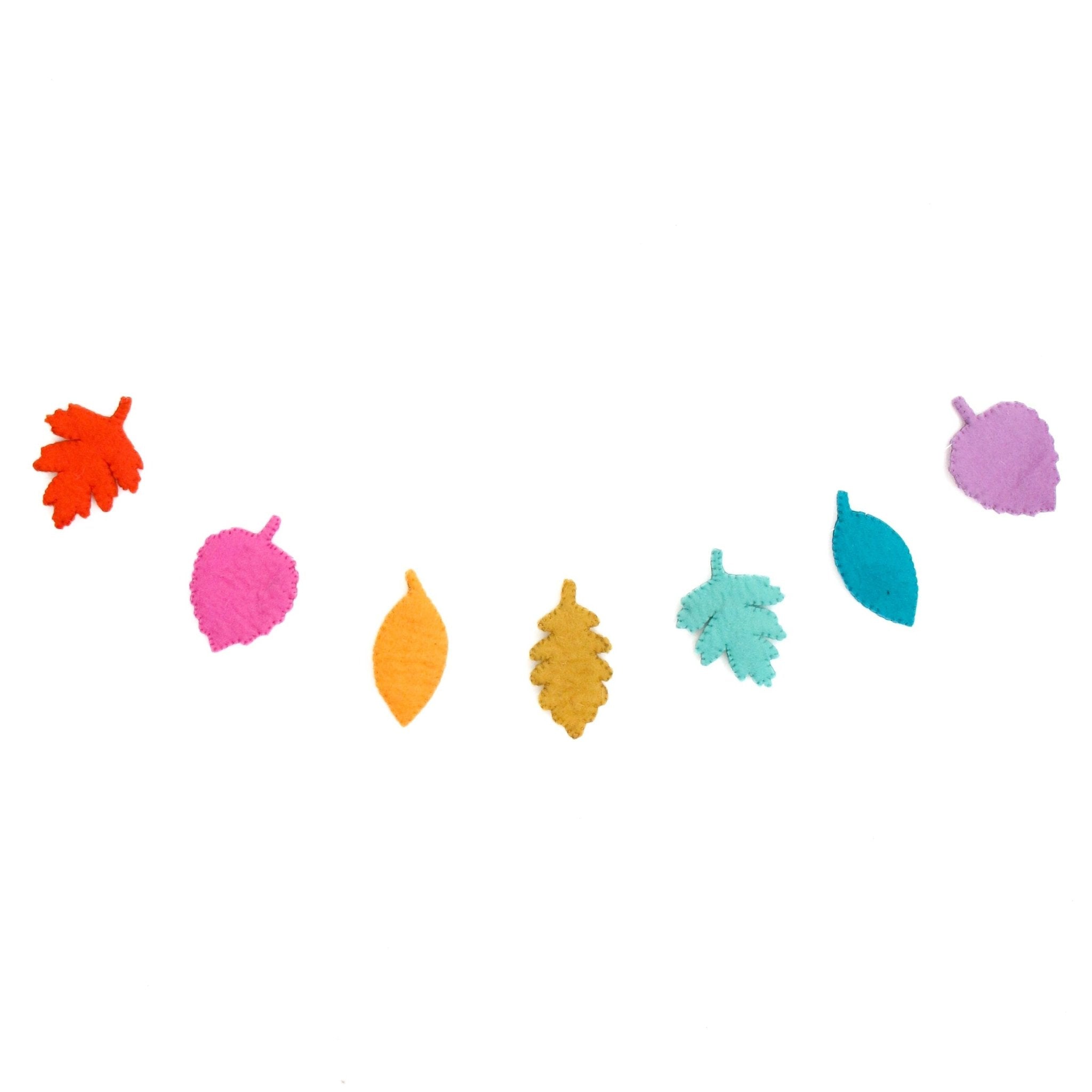 Rainbow Leaves Felt Garland - bubblegum market