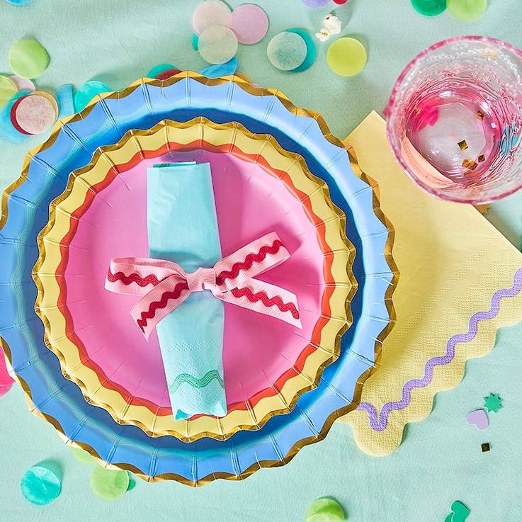 Rainbow Ric Rac Assorted Dessert Plates 8" - bubblegum market