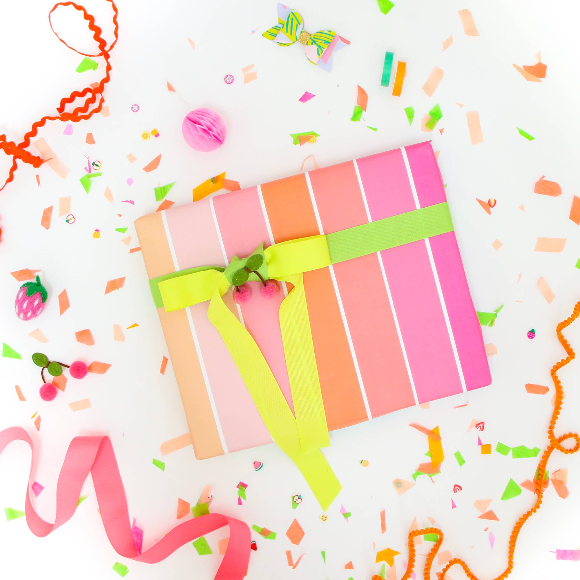 Rainbow Stripe Paper Table Runner / Wrapping Paper - bubblegum market