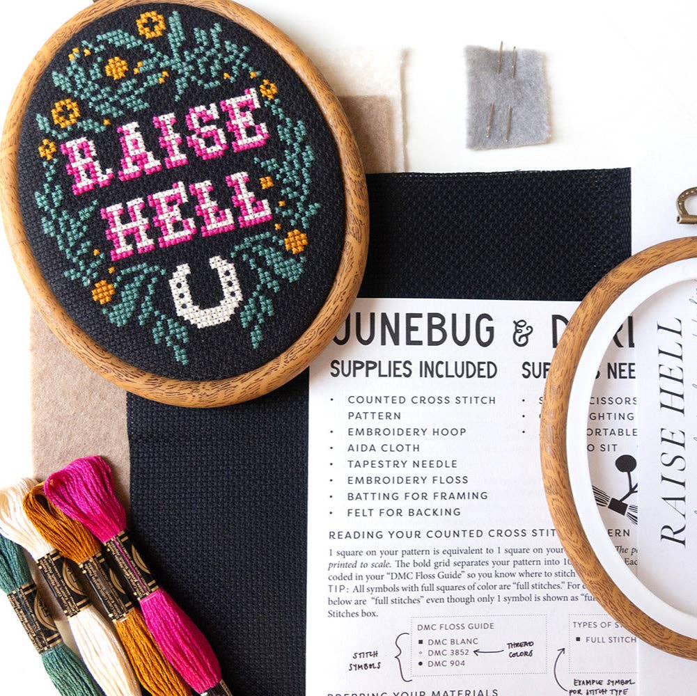 Raise Hell Cross - Stitch Kit - bubblegum market