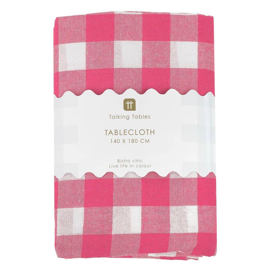 Raspberry & White Fabric Gingham Tablecloth - bubblegum market