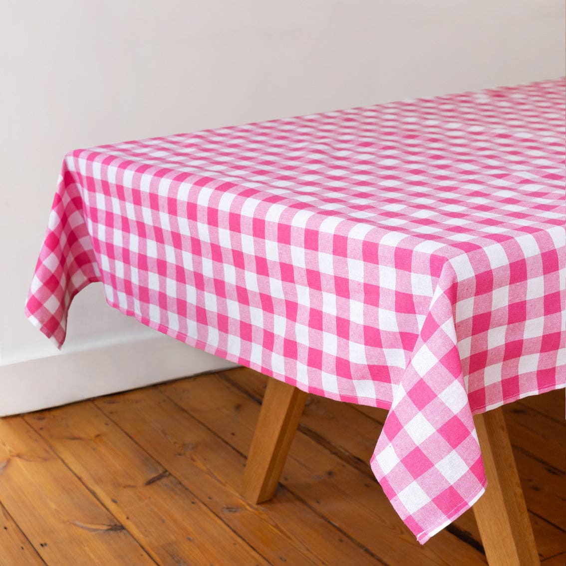 Raspberry & White Fabric Gingham Tablecloth - bubblegum market