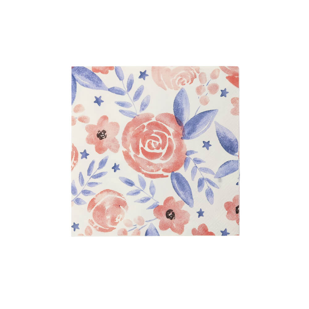 red-and-blue-watercolor-floral-paper-cocktail-napkin-fourth-4th-of-july