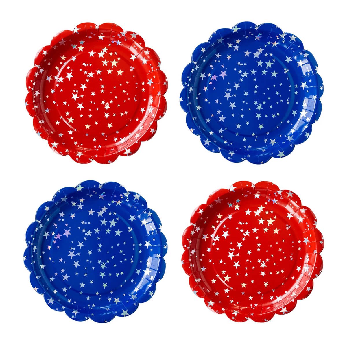 Red & Blue Sparklers Scalloped Paper Plates 9" - bubblegum market