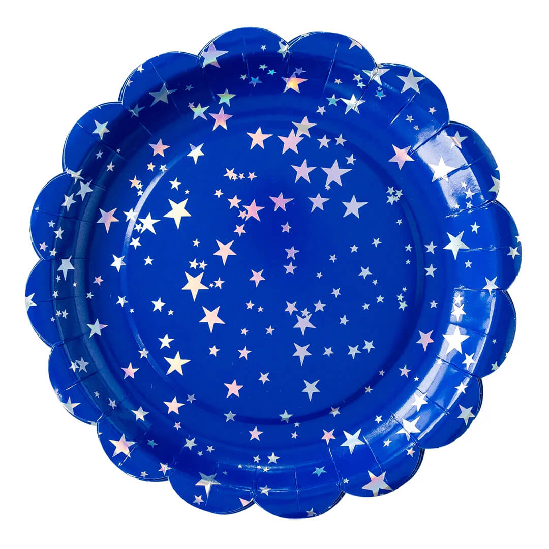 Red & Blue Sparklers Scalloped Paper Plates 9" - bubblegum market