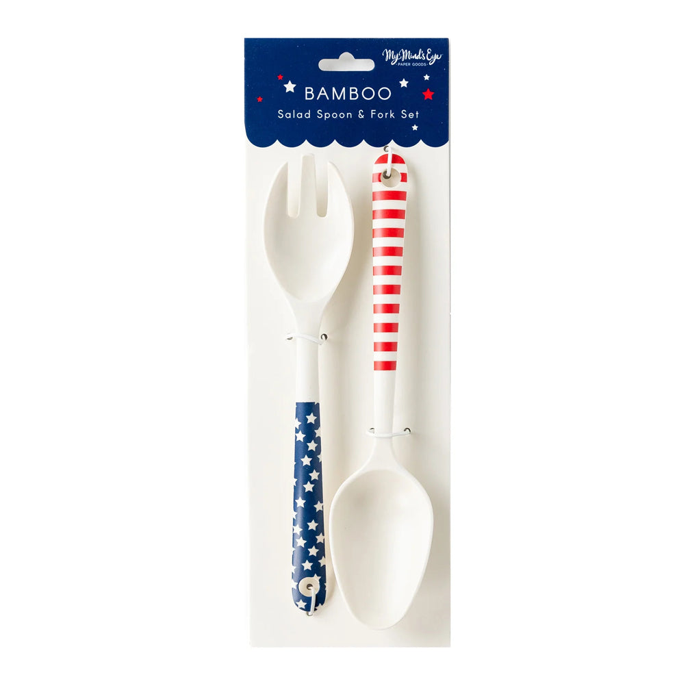 red-blue-stars-and-stripes-reusable-bamboo-servingware-salad-spoon-and-fork-4th-of-july-serving-memorial-day-bbq-packaged