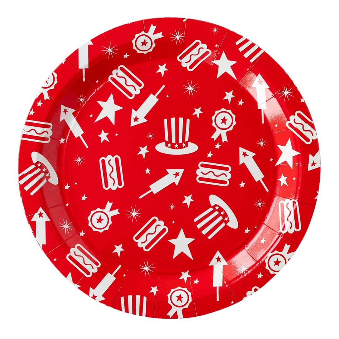 Red & Cream Americana Icon Paper Plates 9" - bubblegum market