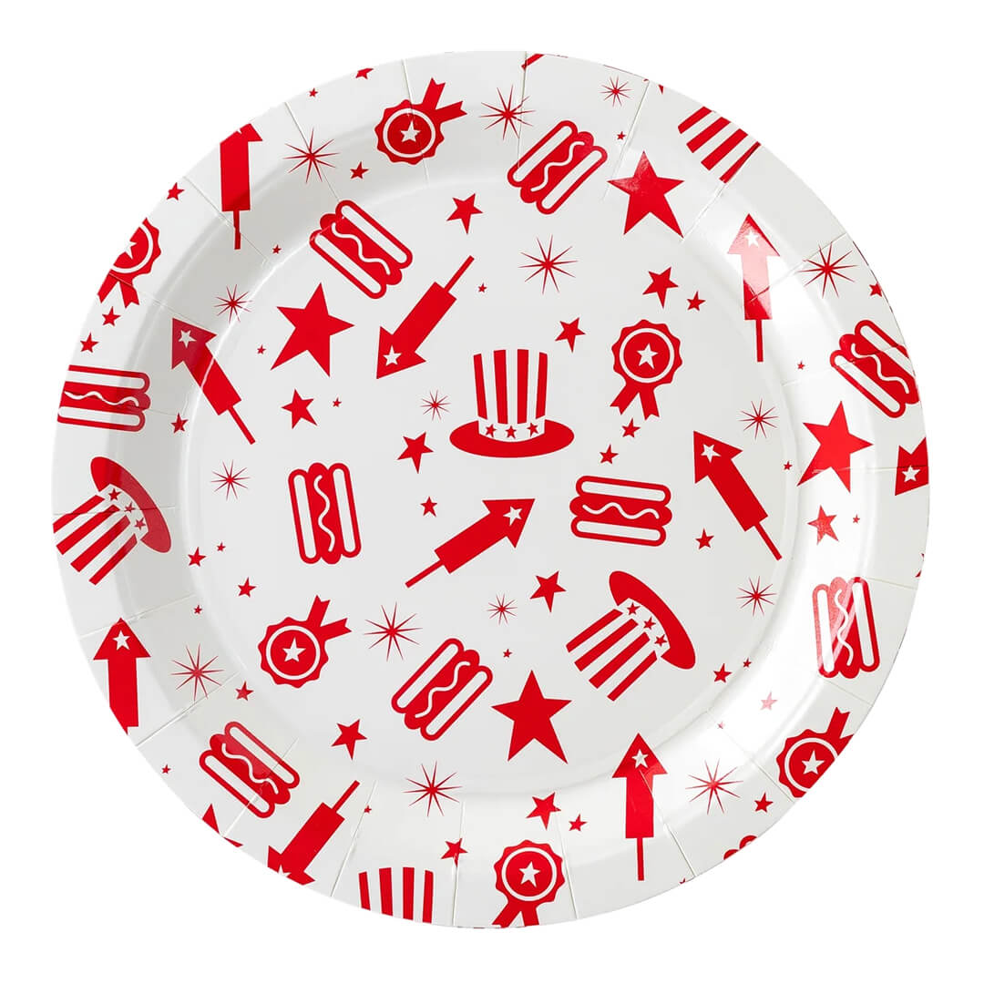 Red & Cream Americana Icon Paper Plates 9" - bubblegum market