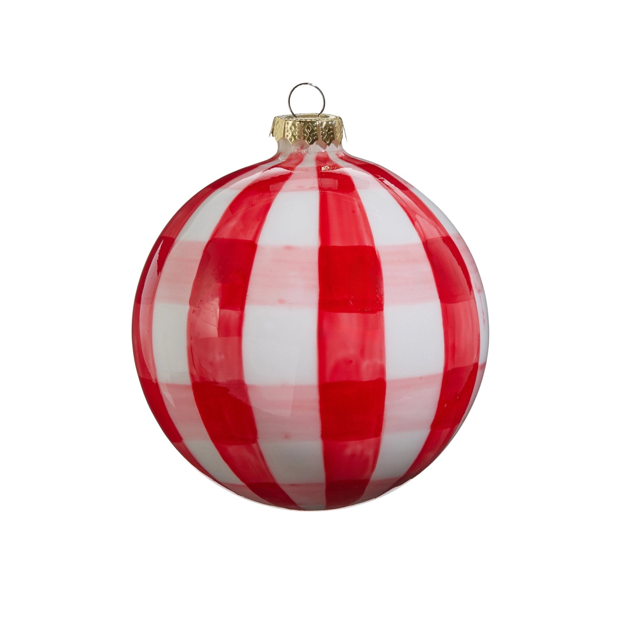 Red Gingham Ball Ornament 5" - bubblegum market
