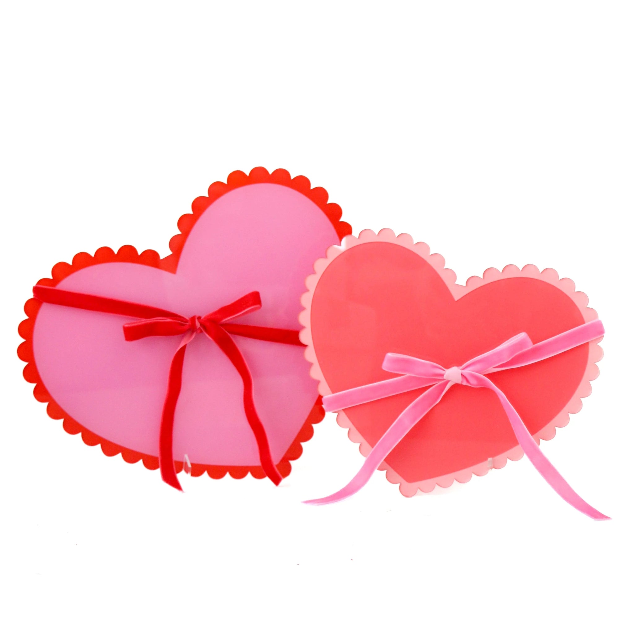 Red & Pink Acrylic Hearts w/ Bows - bubblegum market