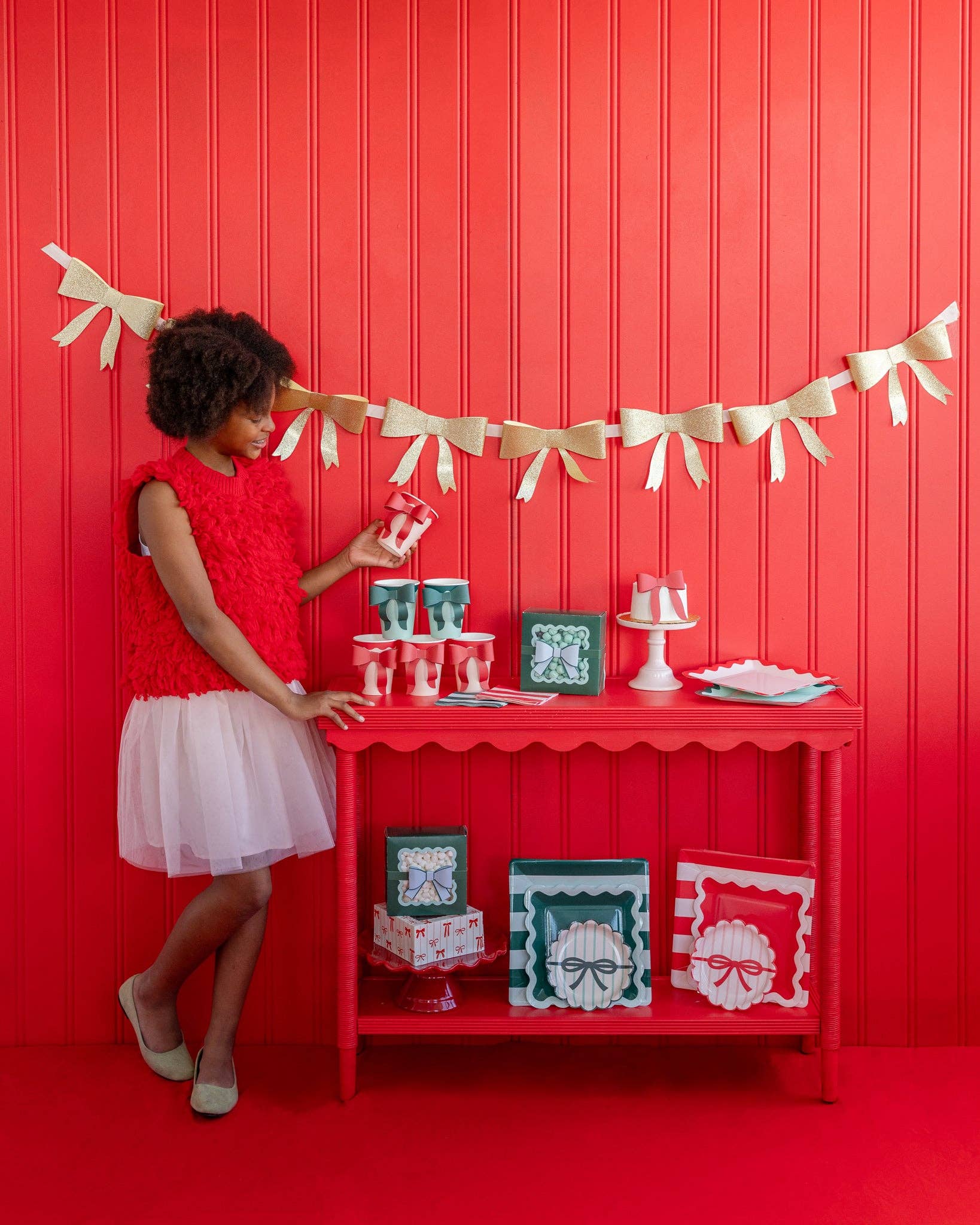 Red & Pink Bow Paper Cups - bubblegum market