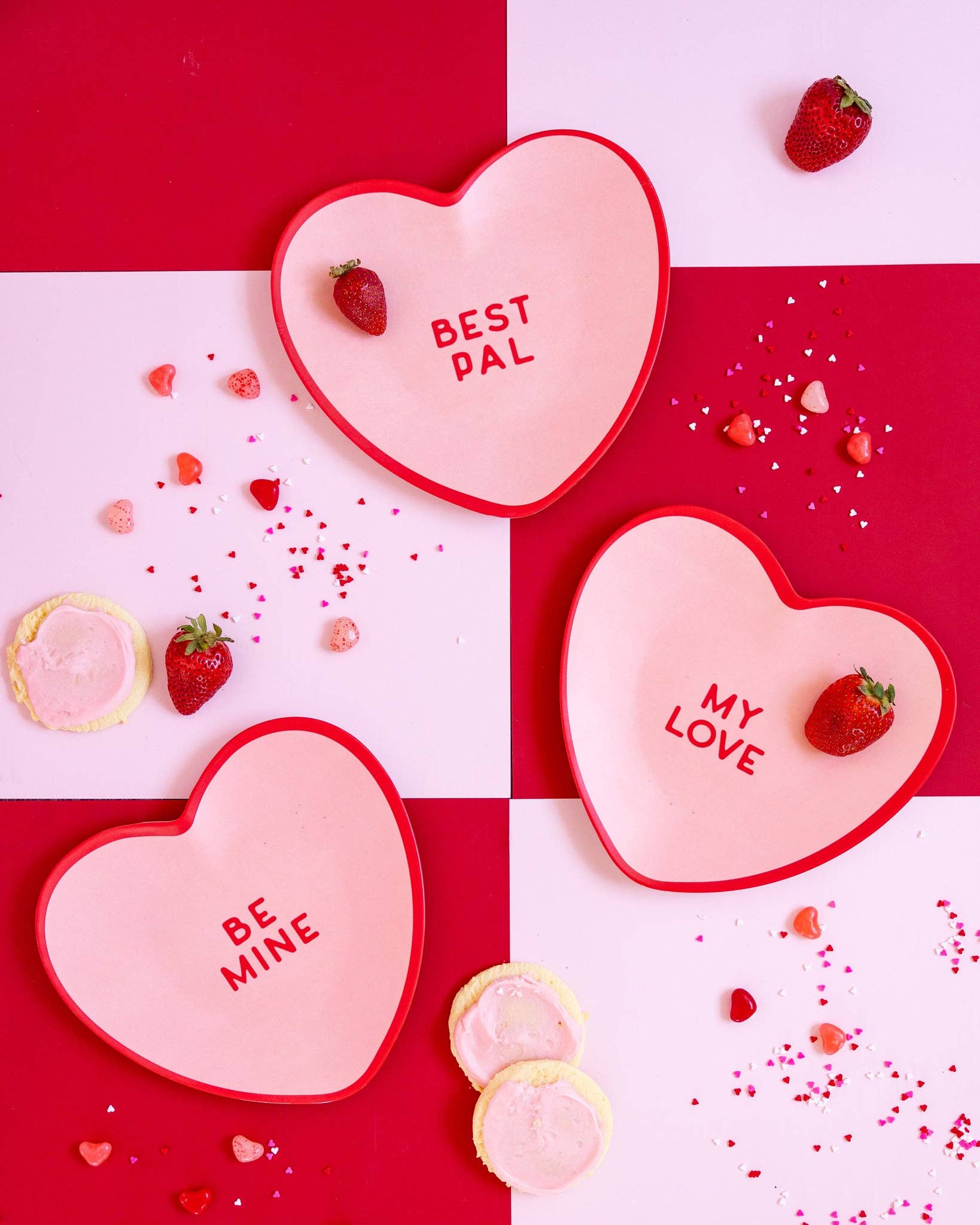 Red & Pink Heart Bamboo Plate Set 8.5" - bubblegum market
