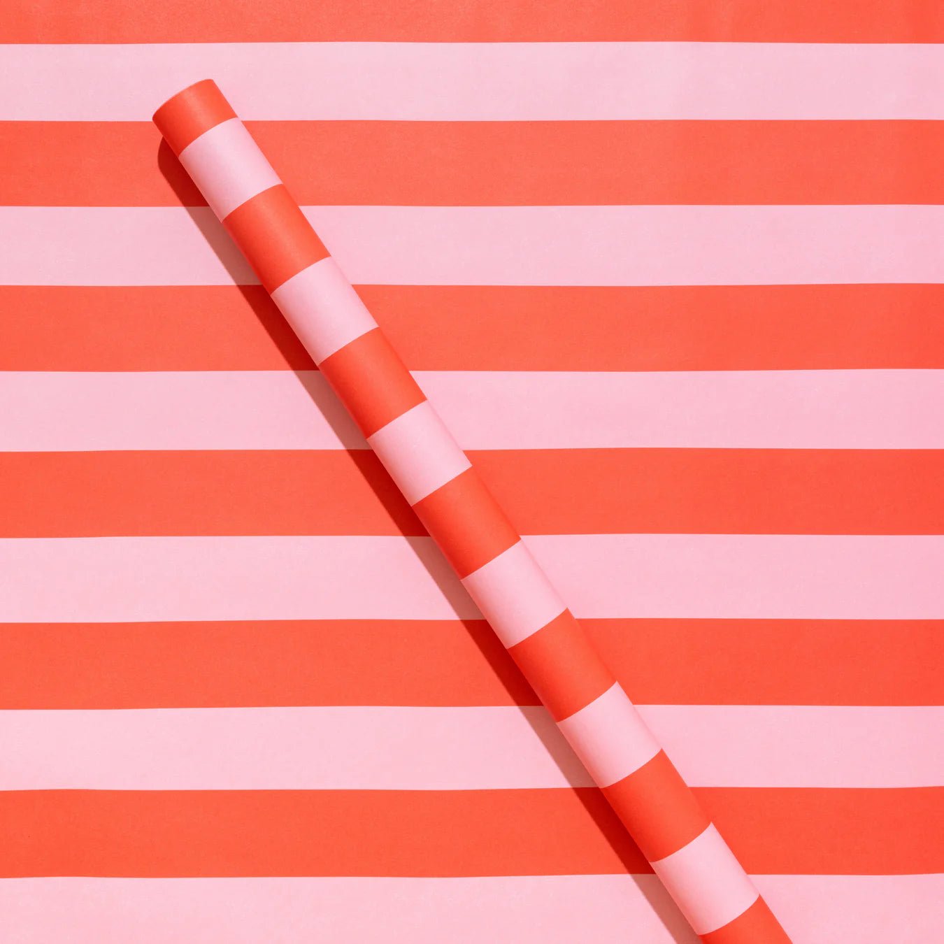 Red & Pink Stripe Wrapping Paper Roll - bubblegum market