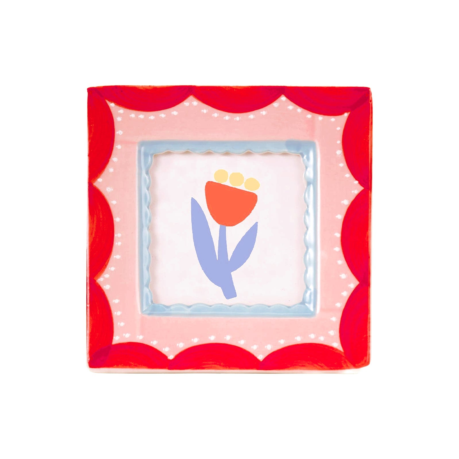 Red Scallop Hand - Painted Ceramic Frame - bubblegum market