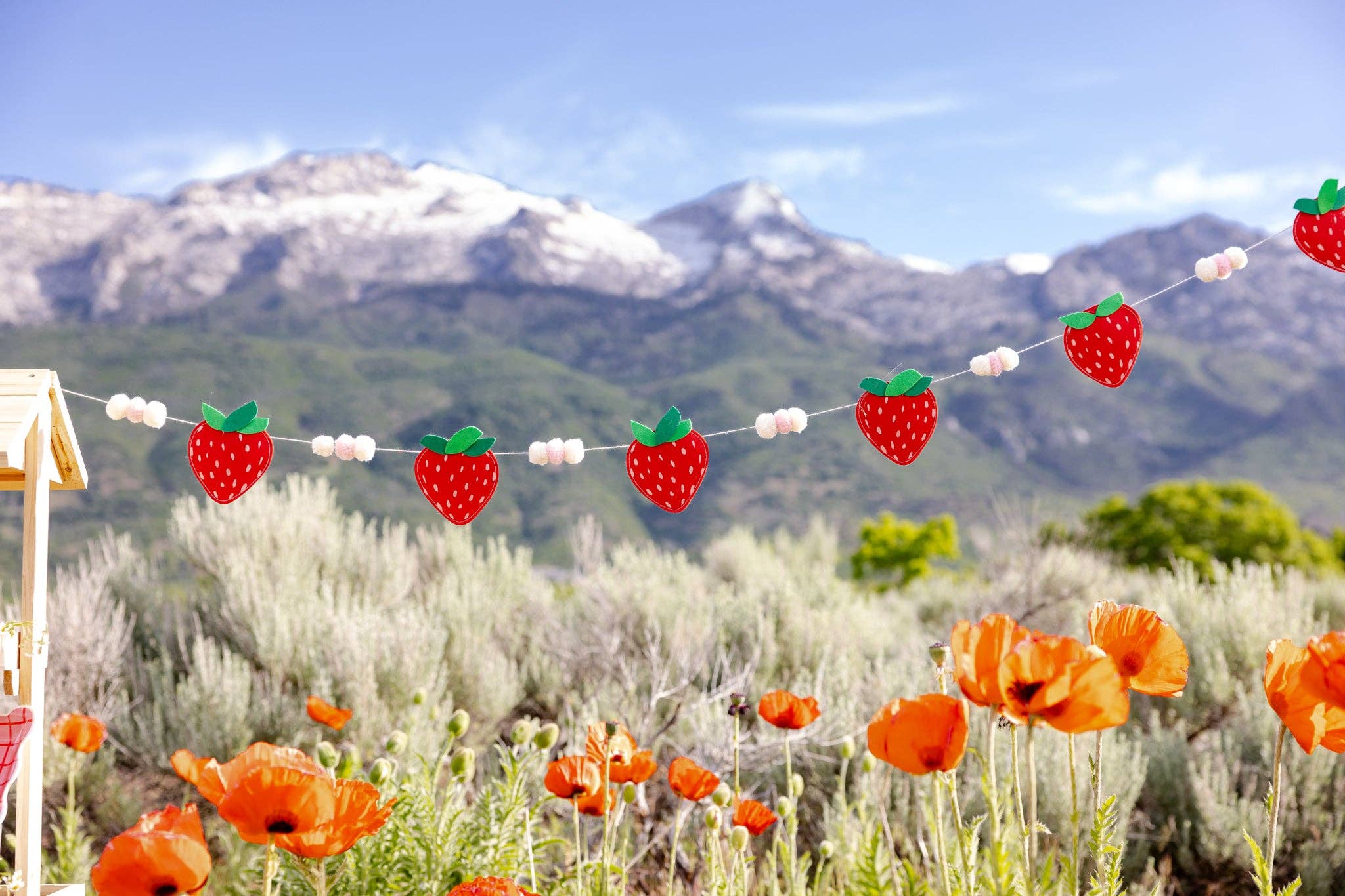Red Strawberry Felt Banner - bubblegum market