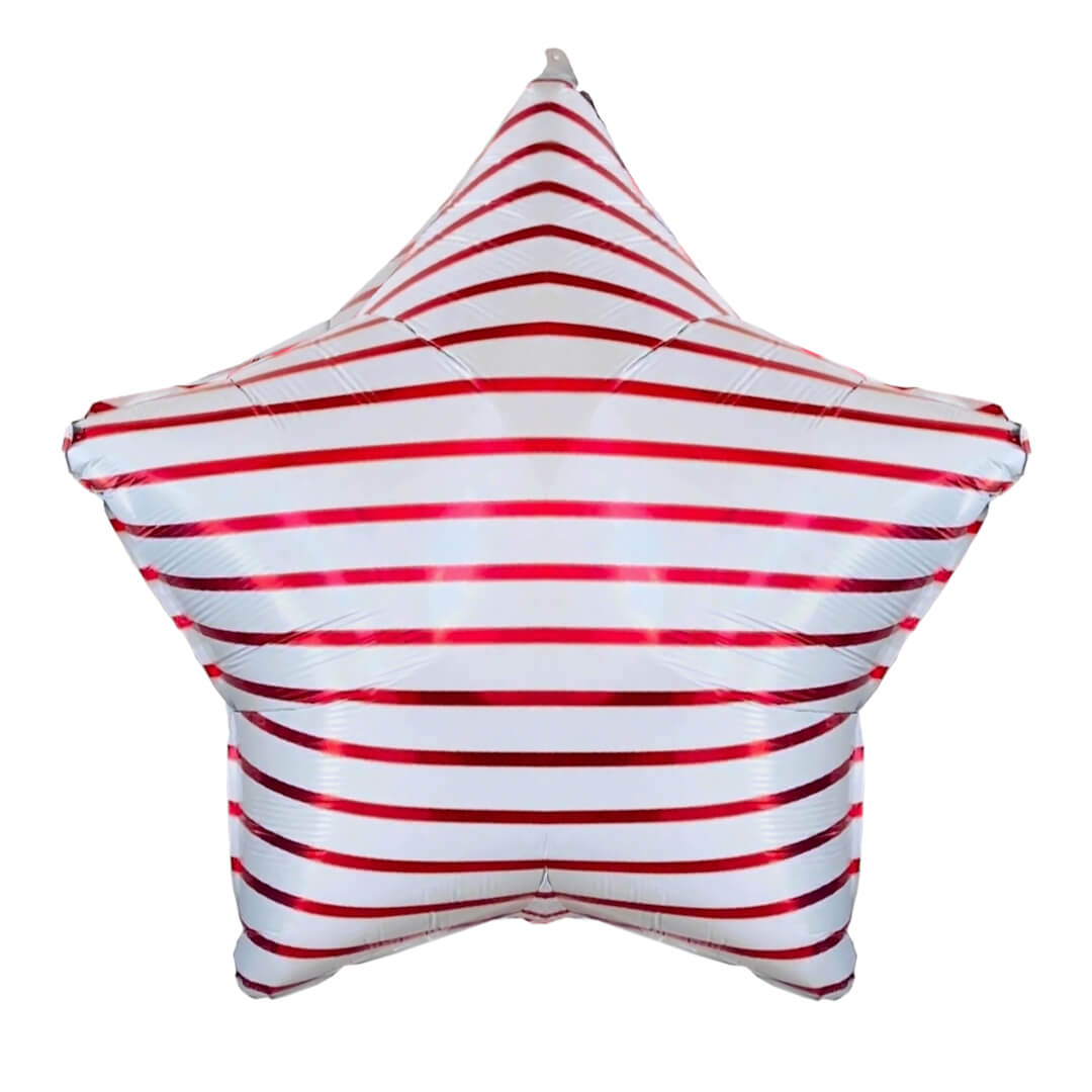 Red - Striped Star - Shaped Mylar Balloon - bubblegum market