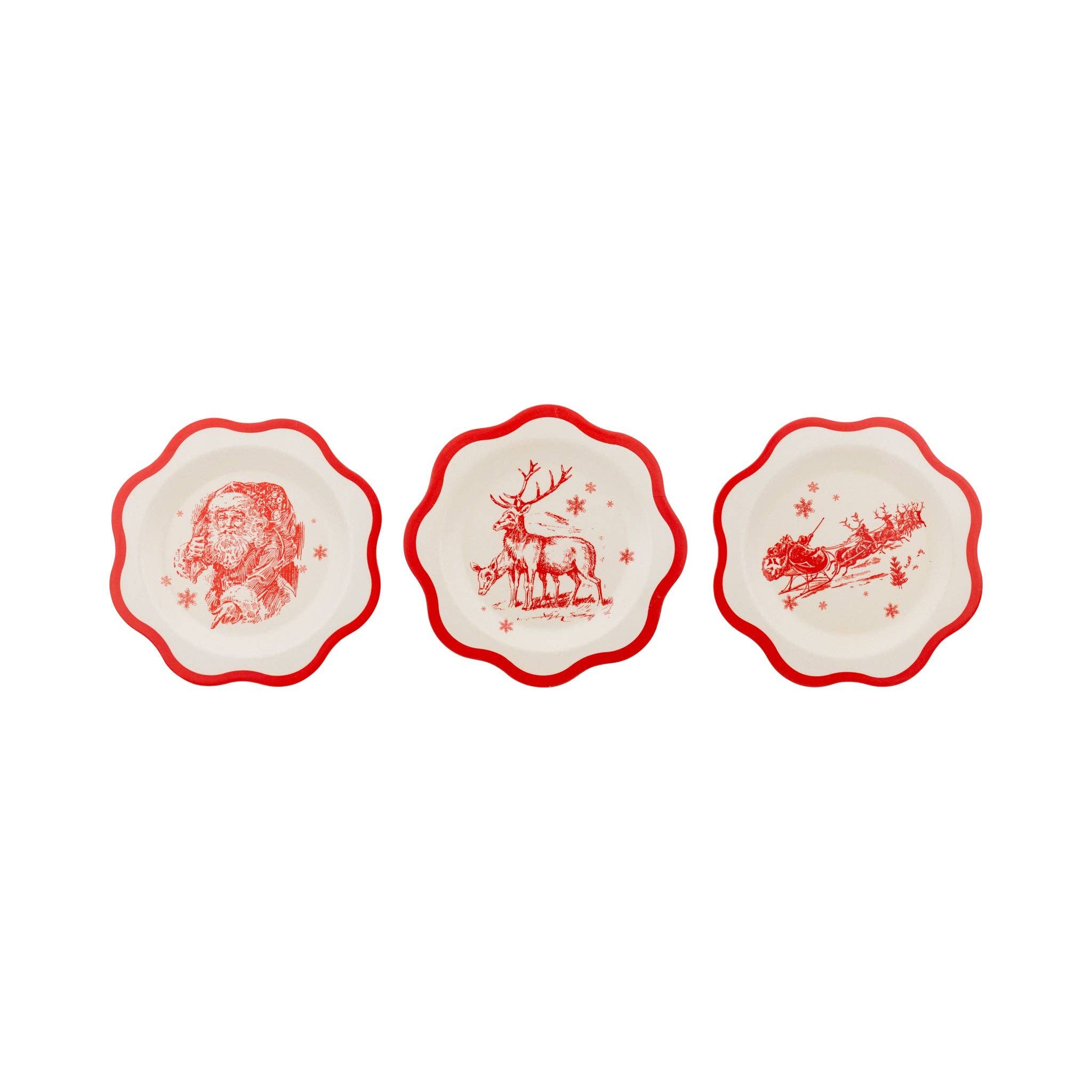 Red Vintage Christmas Bamboo Plates (Set of 3) - bubblegum market